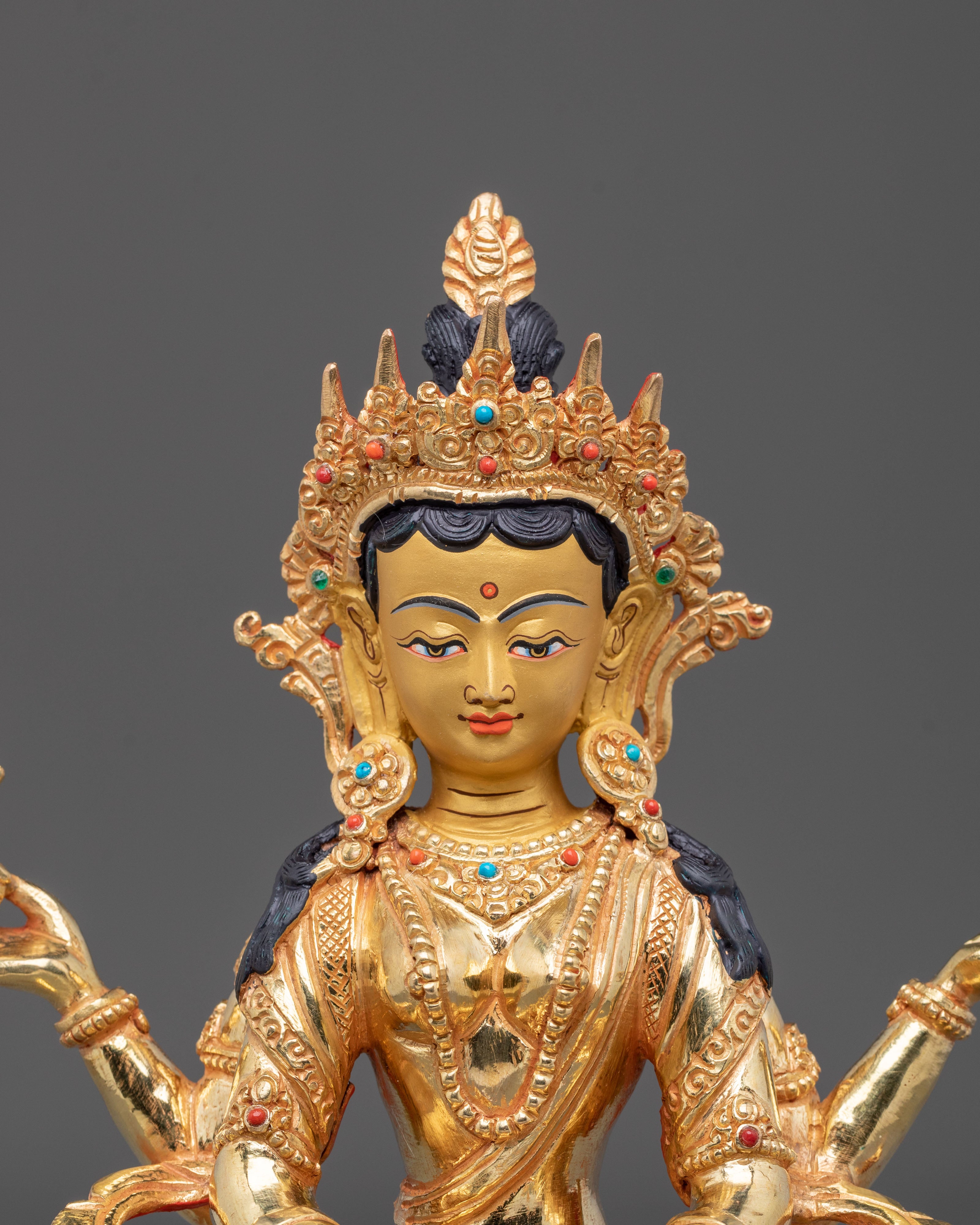 Handmade Prajnaparamita Statue | 24K Gold Gilded Goddess Figurine