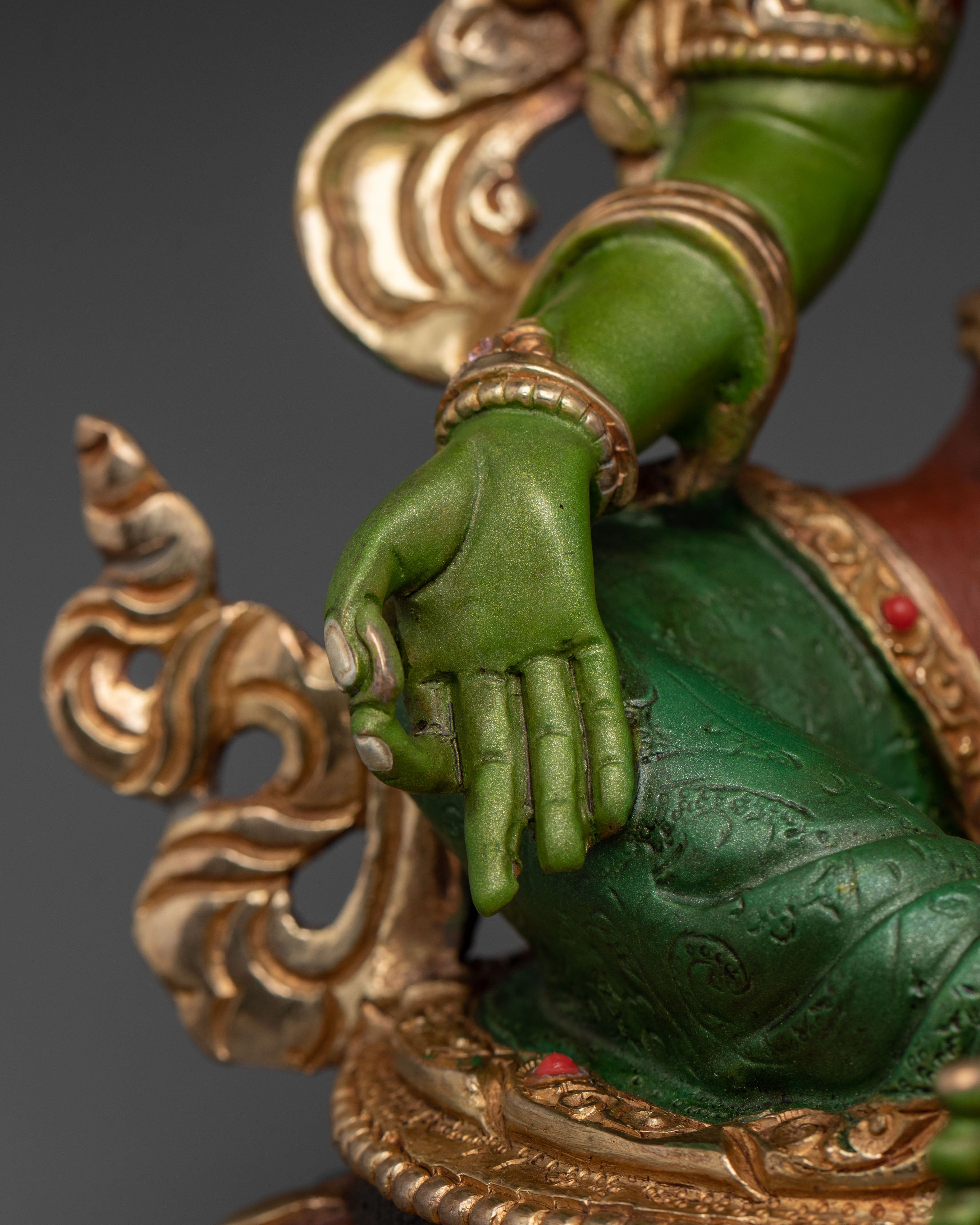 Green Tara Statue | 24K Gold Gilded Sacred Guardian