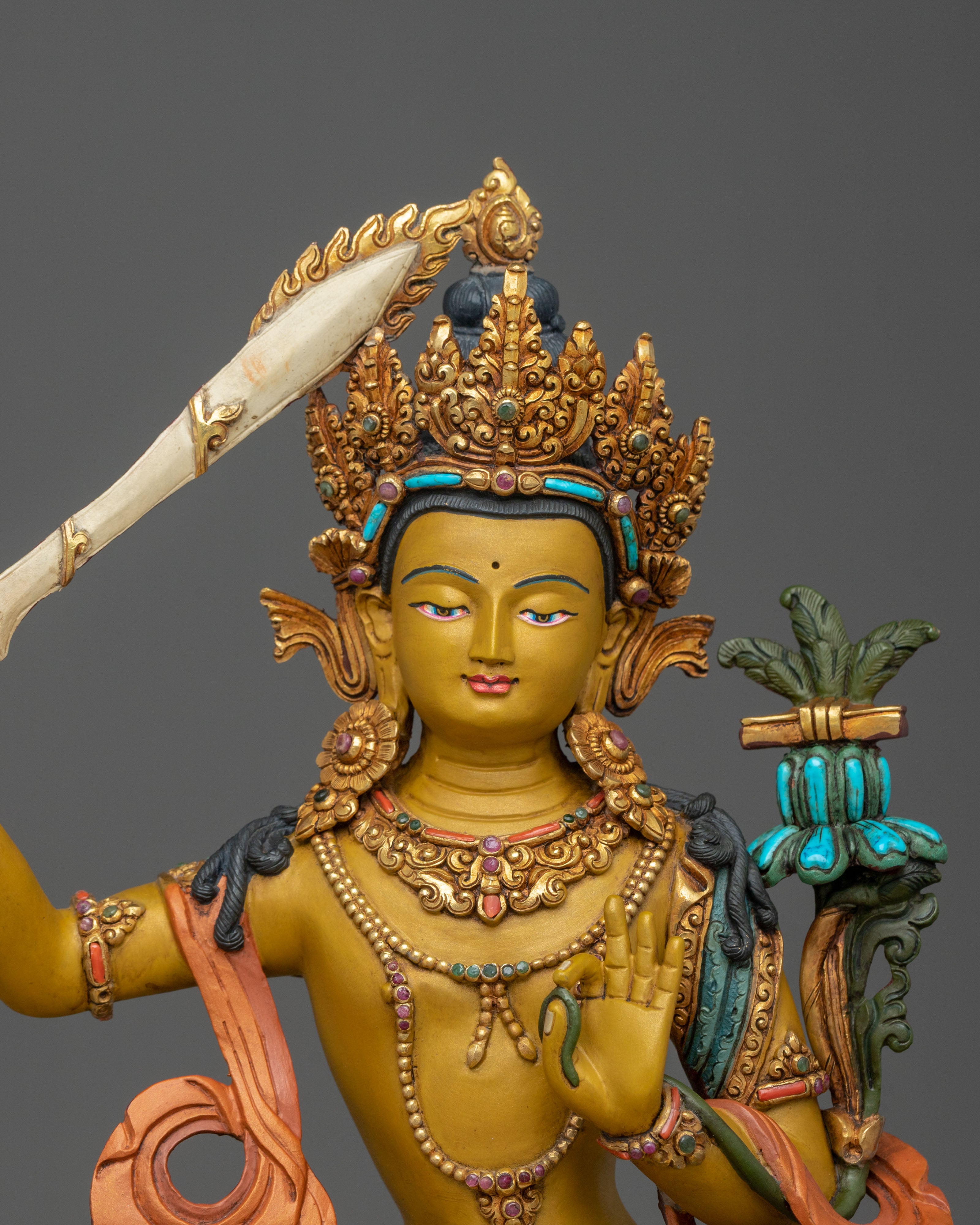 Simhanada Manjushri Buddhist Statue: Lion’s Roar of Wisdom