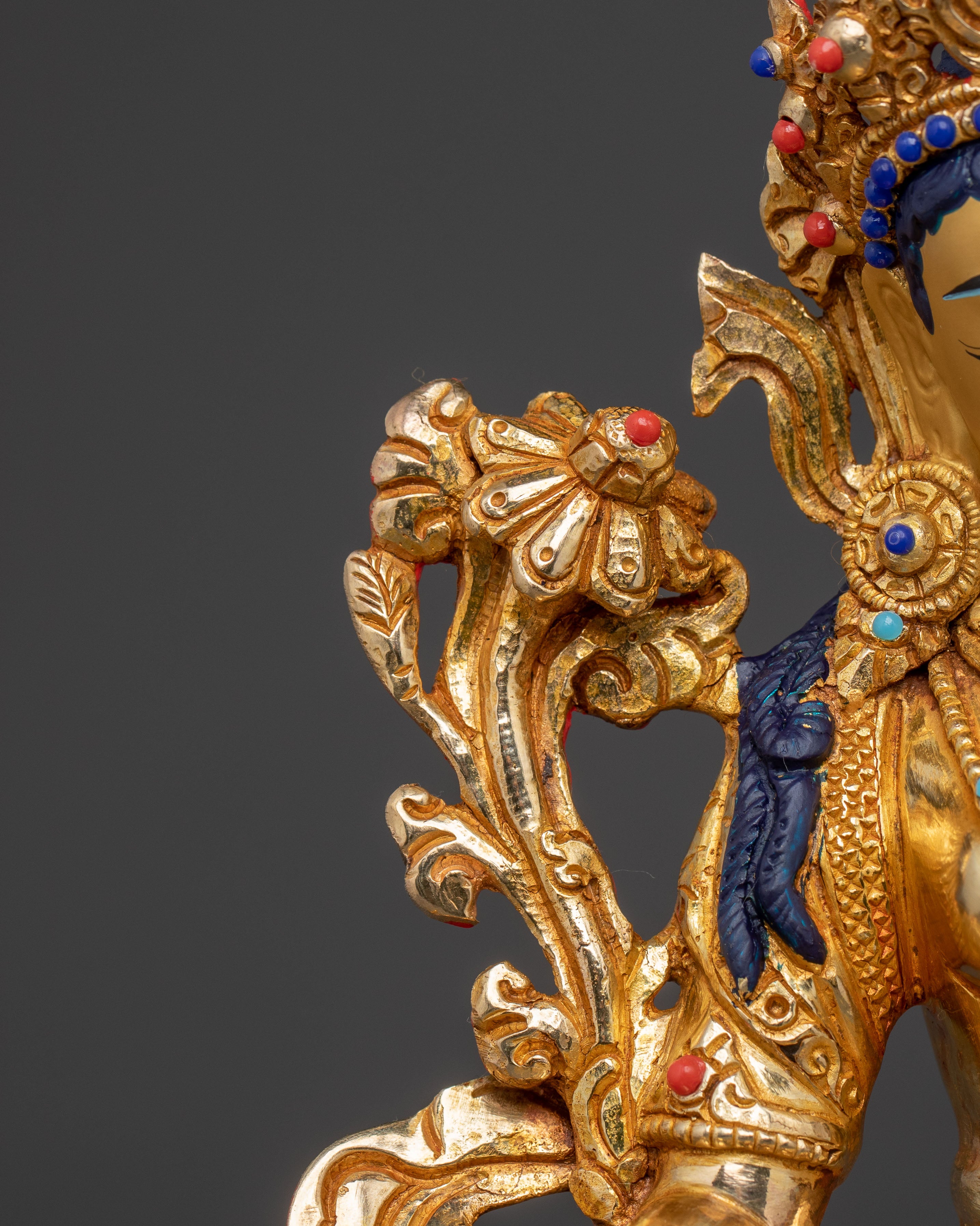 Handcrafted Grace Green Tara Statue - Gilded Copper