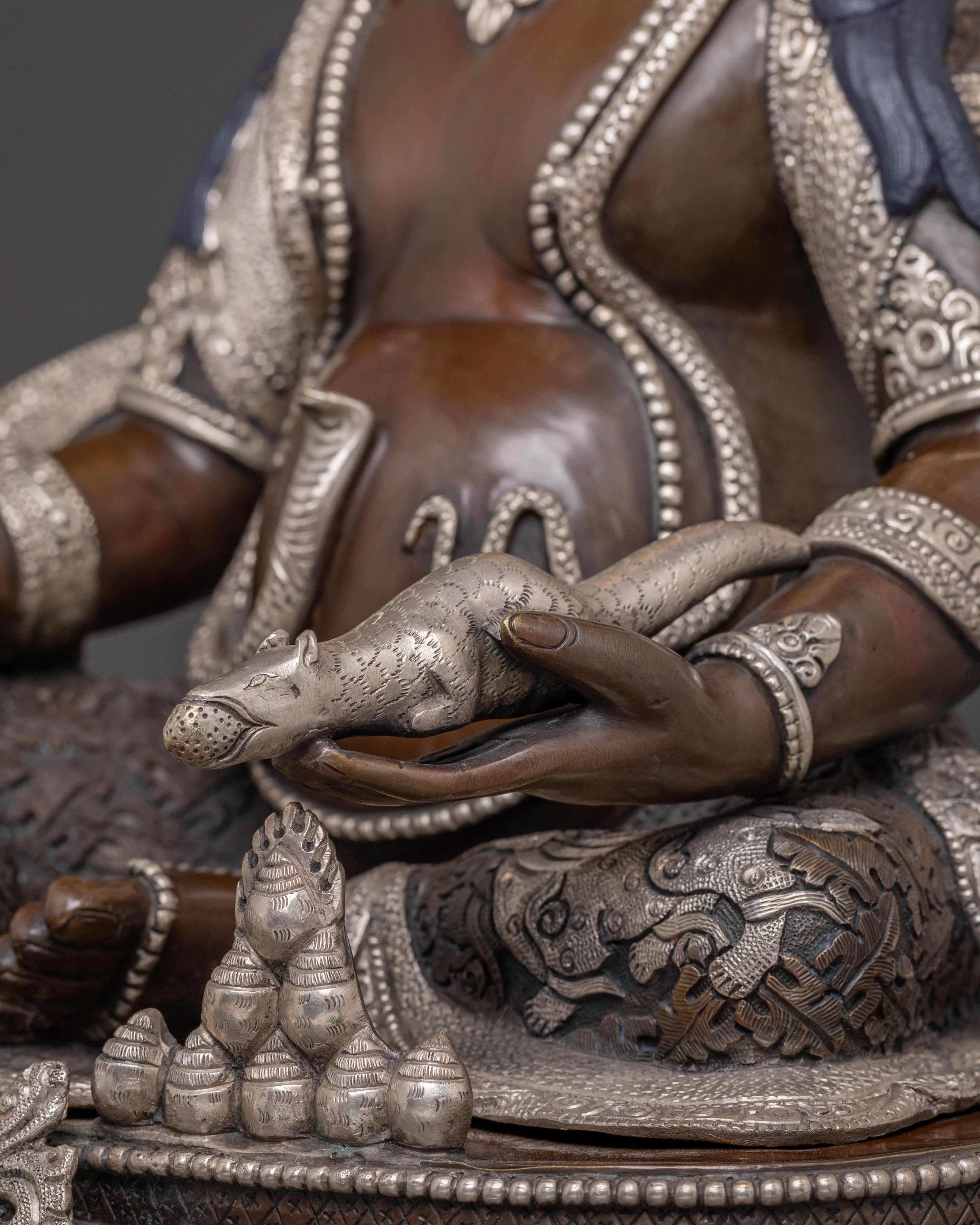 Dzambhala Sacred Statue: Masterfully Crafted Oxidized Copper