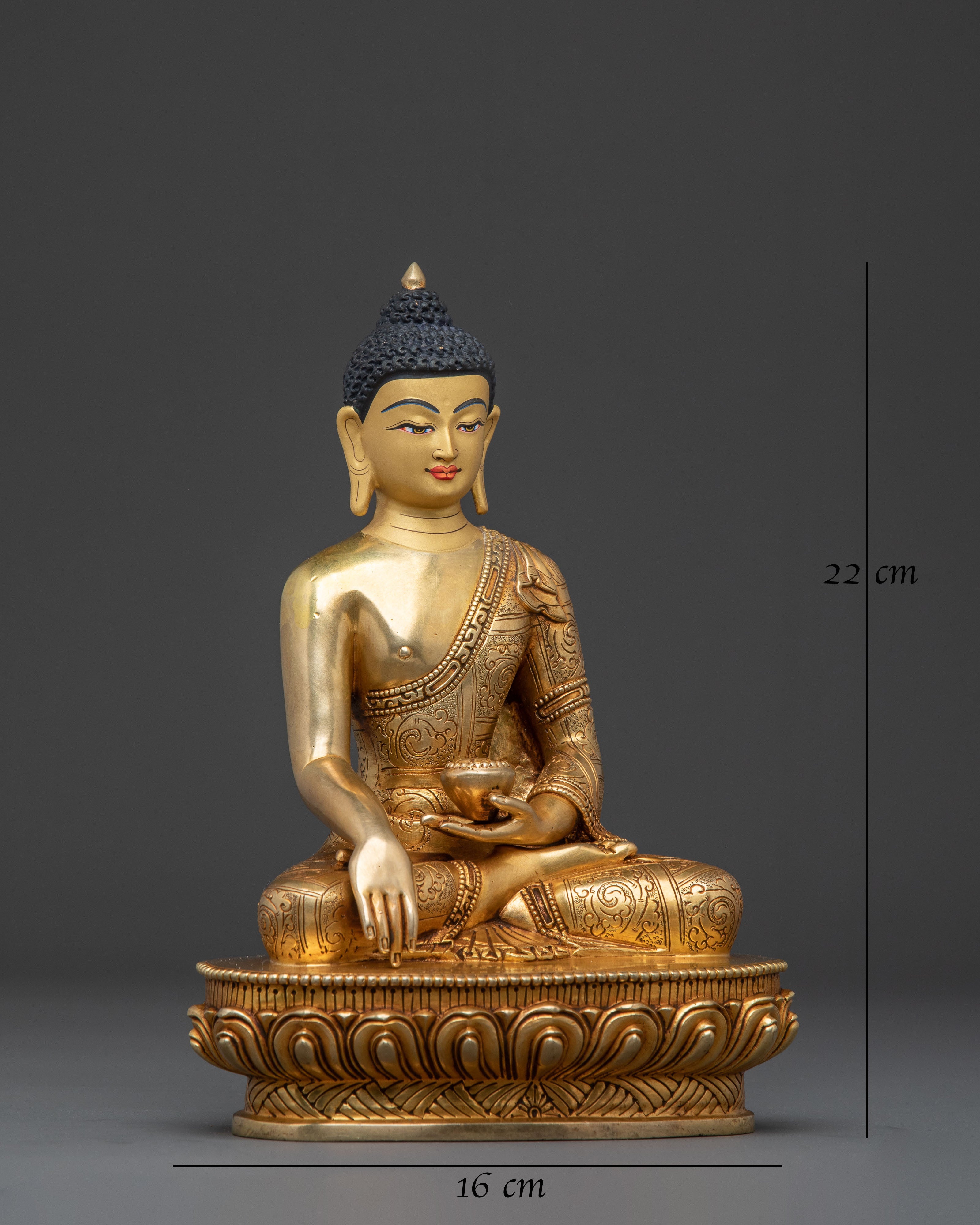 Shakyamuni Buddha Statue with Acrylic Painting – Handcrafted in Nepal