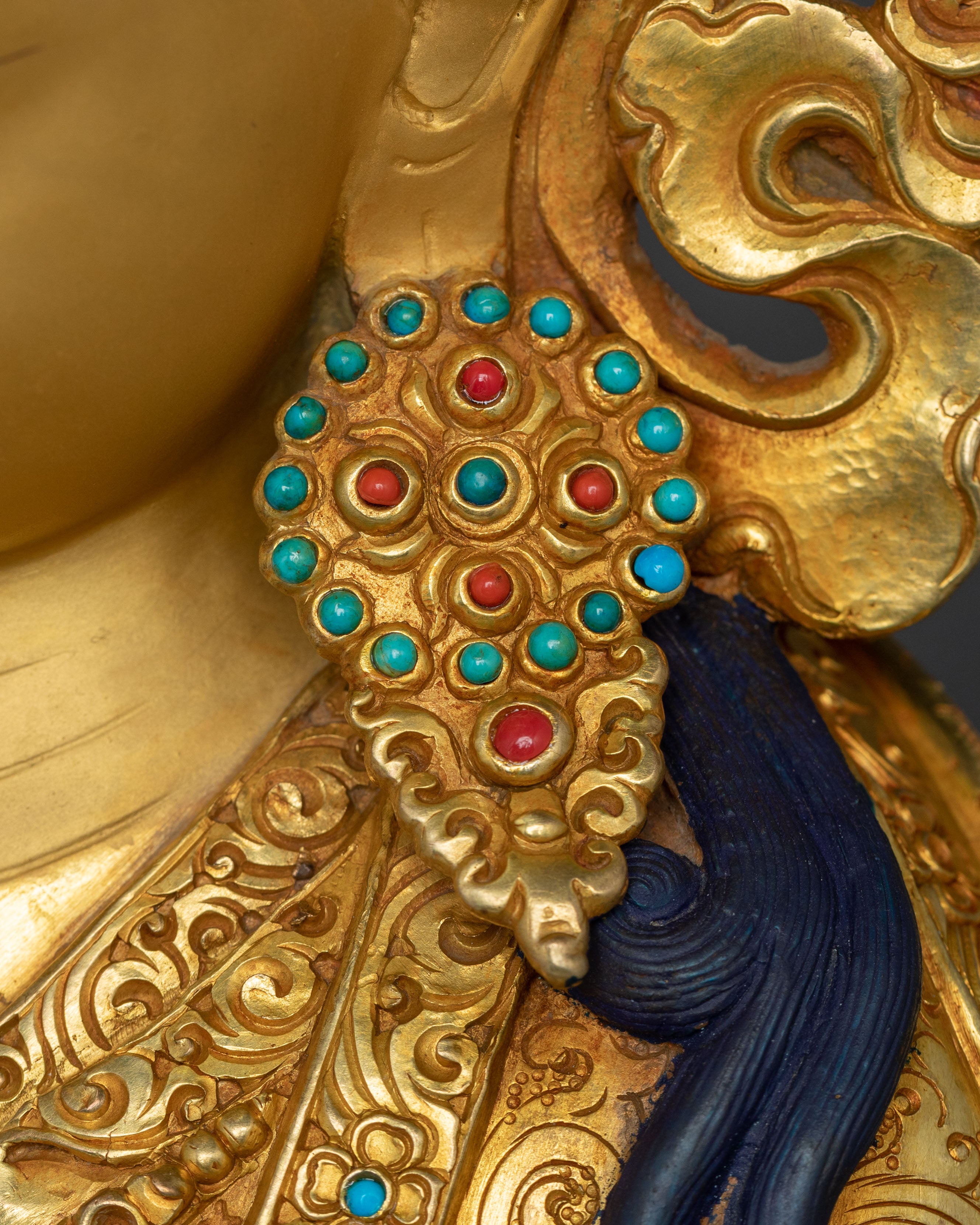 Padmasambhava Sculpture | 24K Gold Gilded Tibetan Guru