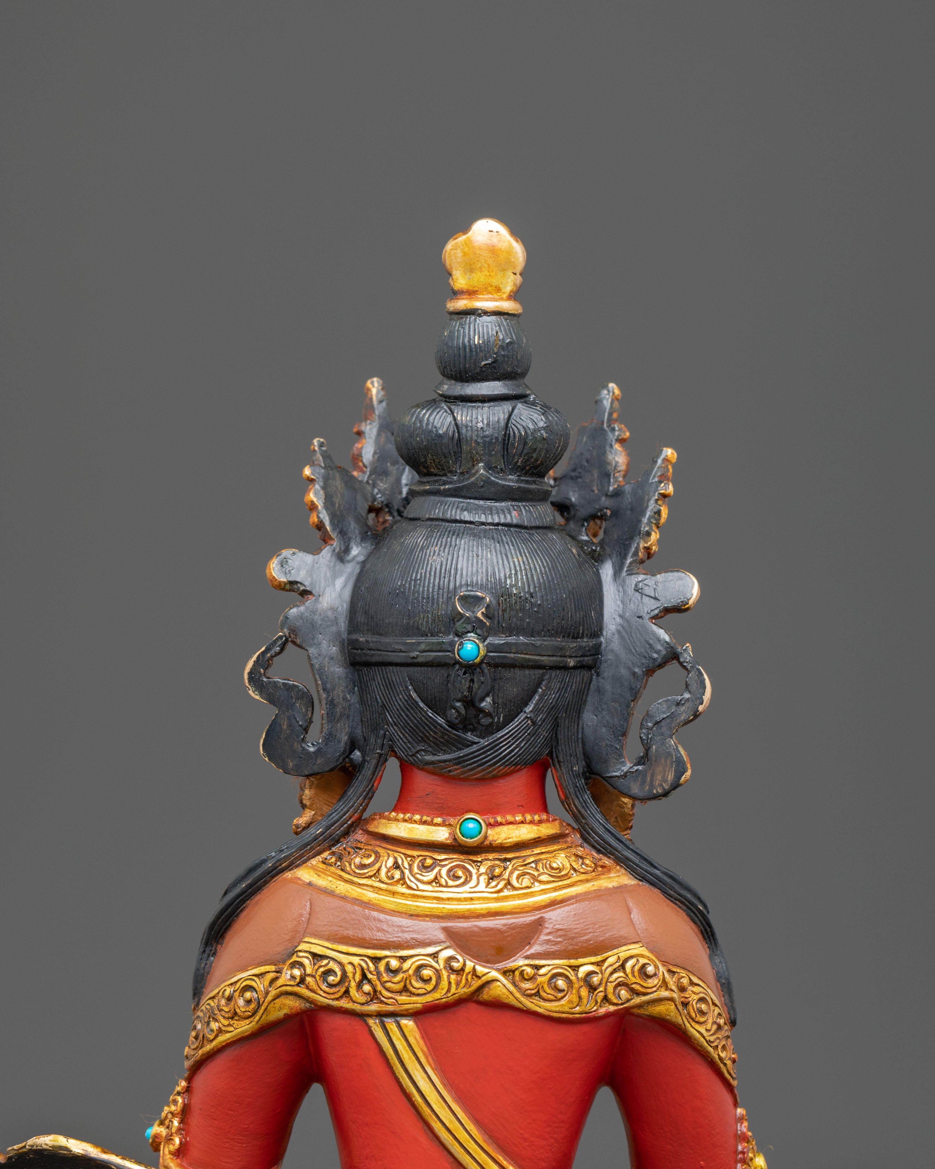 Red Statue of Amitayus | Gold Gilded Copper
