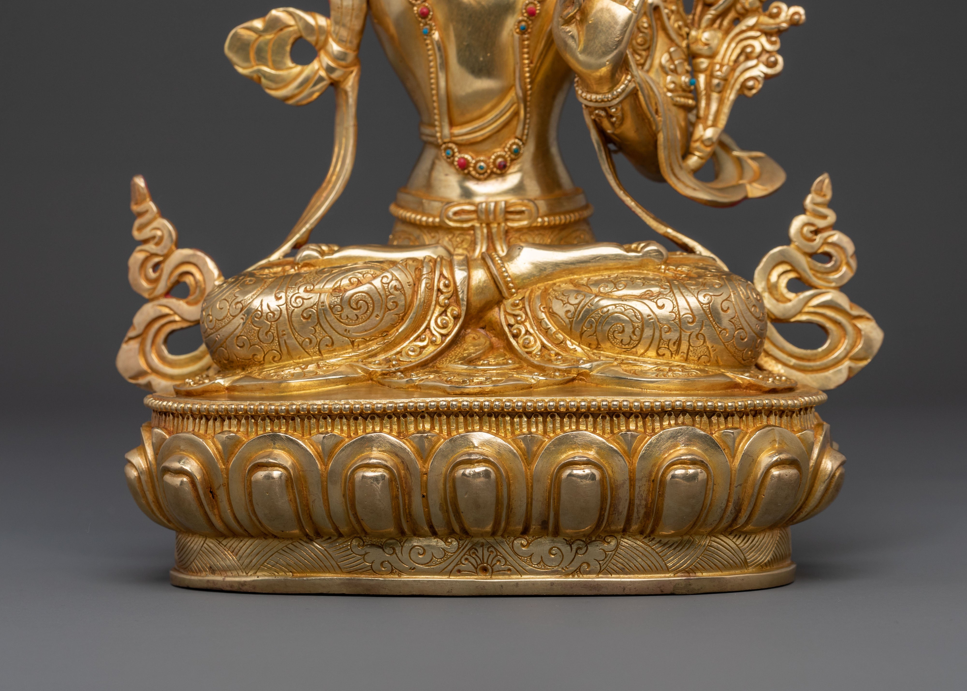 Handmade 24K Gold Gilded Manjushri Statue