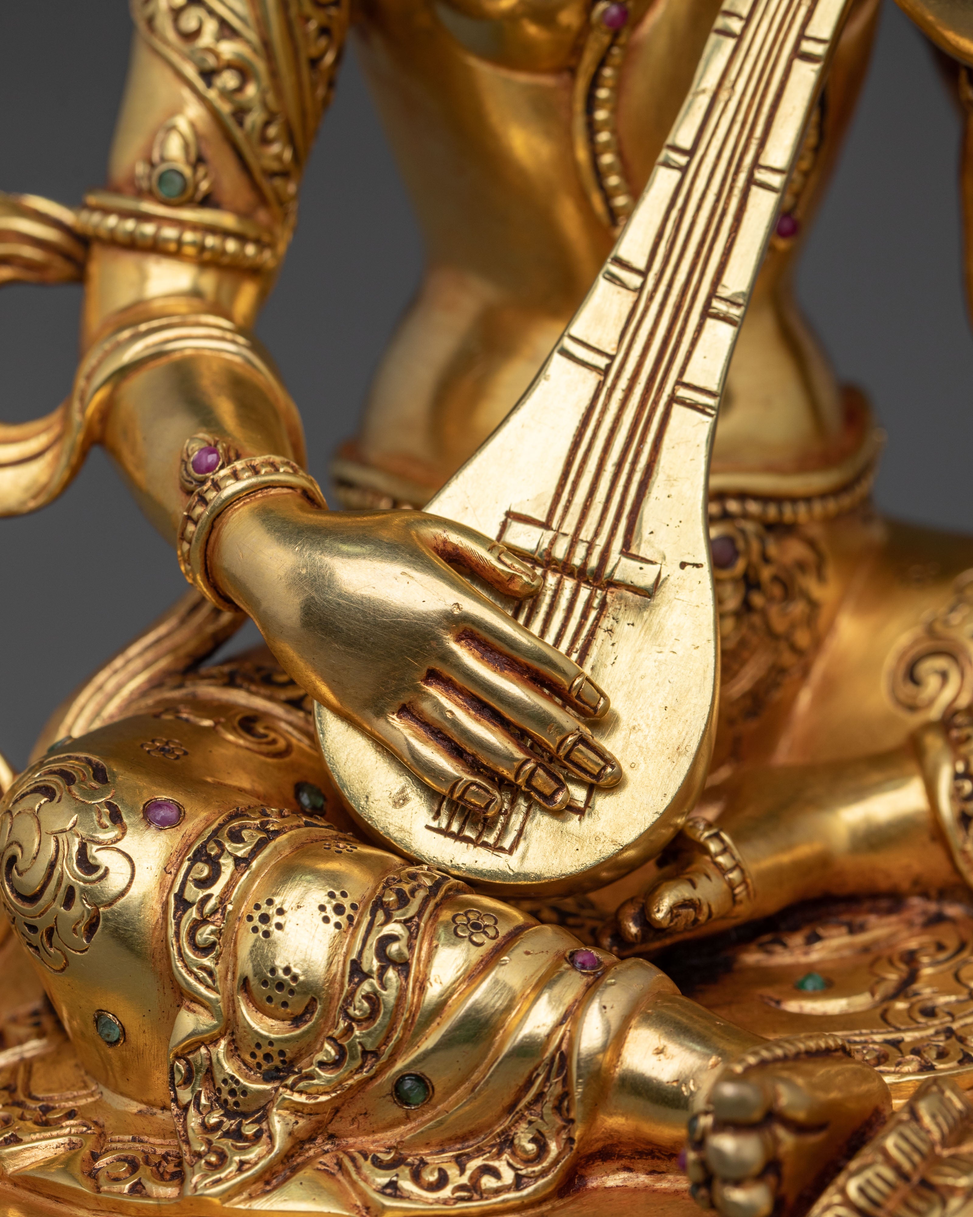 Devi Saraswati Sacred Statue | 24K Gold Gilded