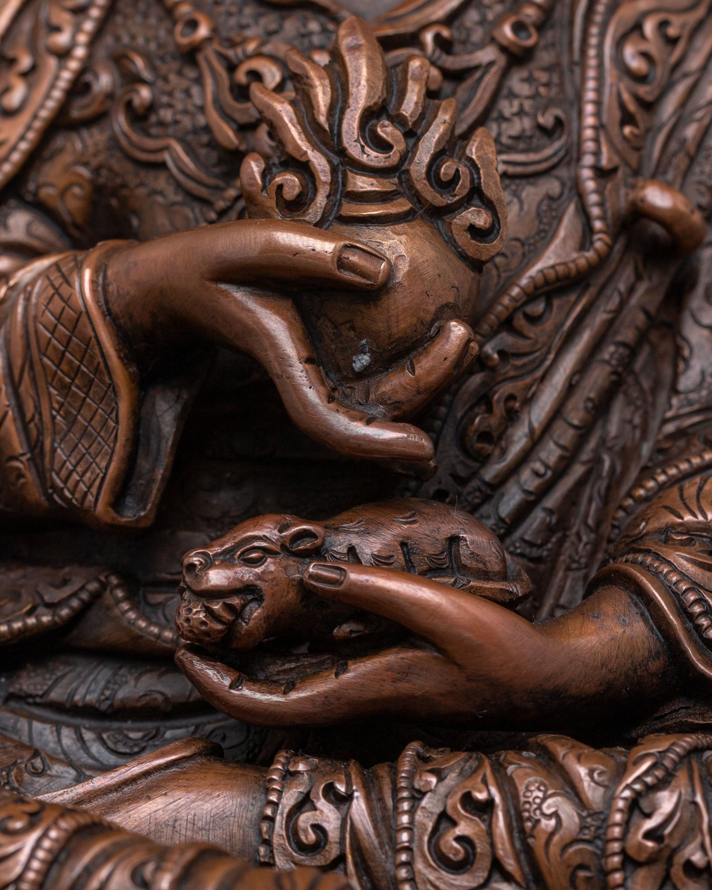 Guru Norlha Blessing Statue: Oxidized Copper Body