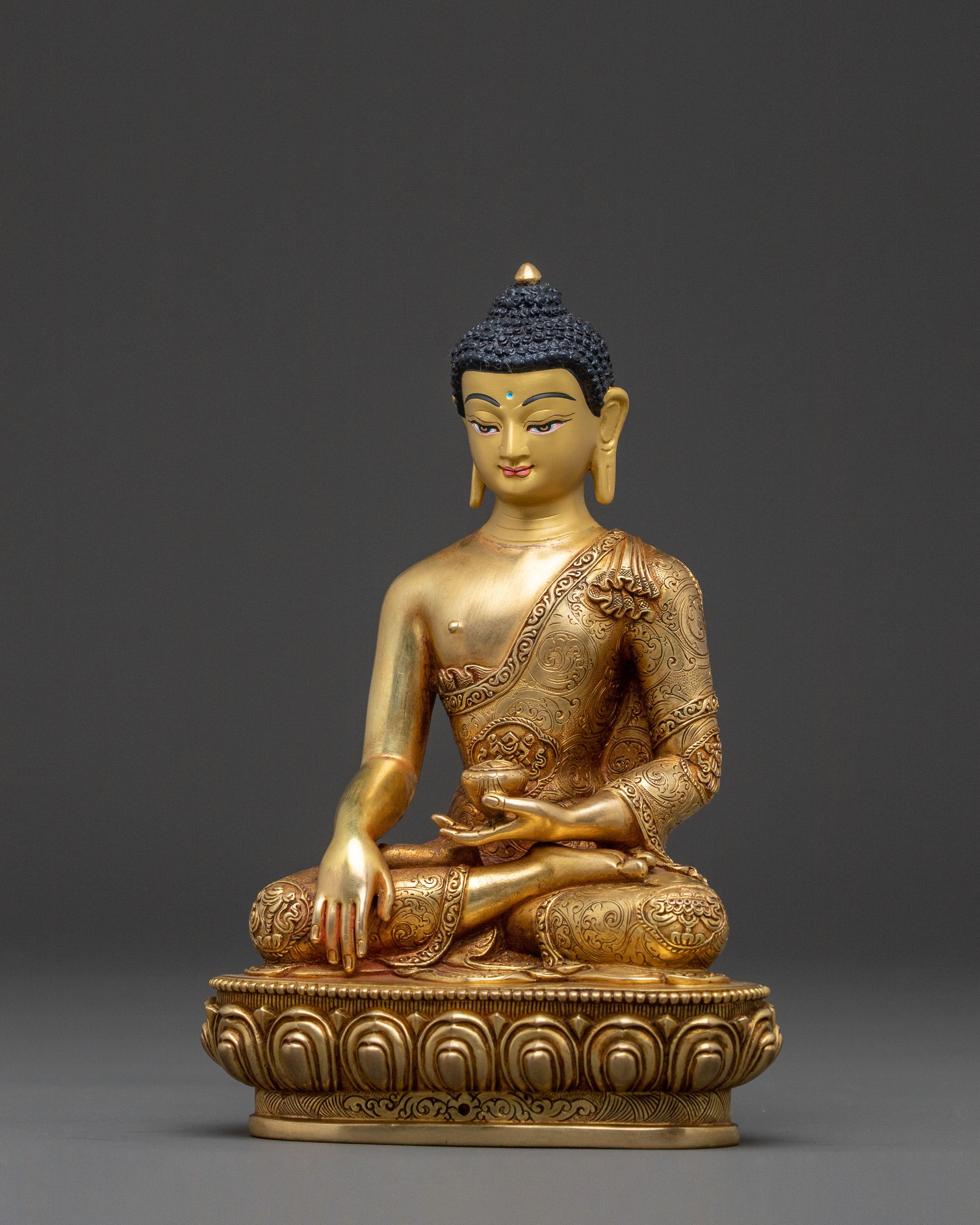 Shakyamuni Buddha Divine Statue - 24K Gold Gilded Figure