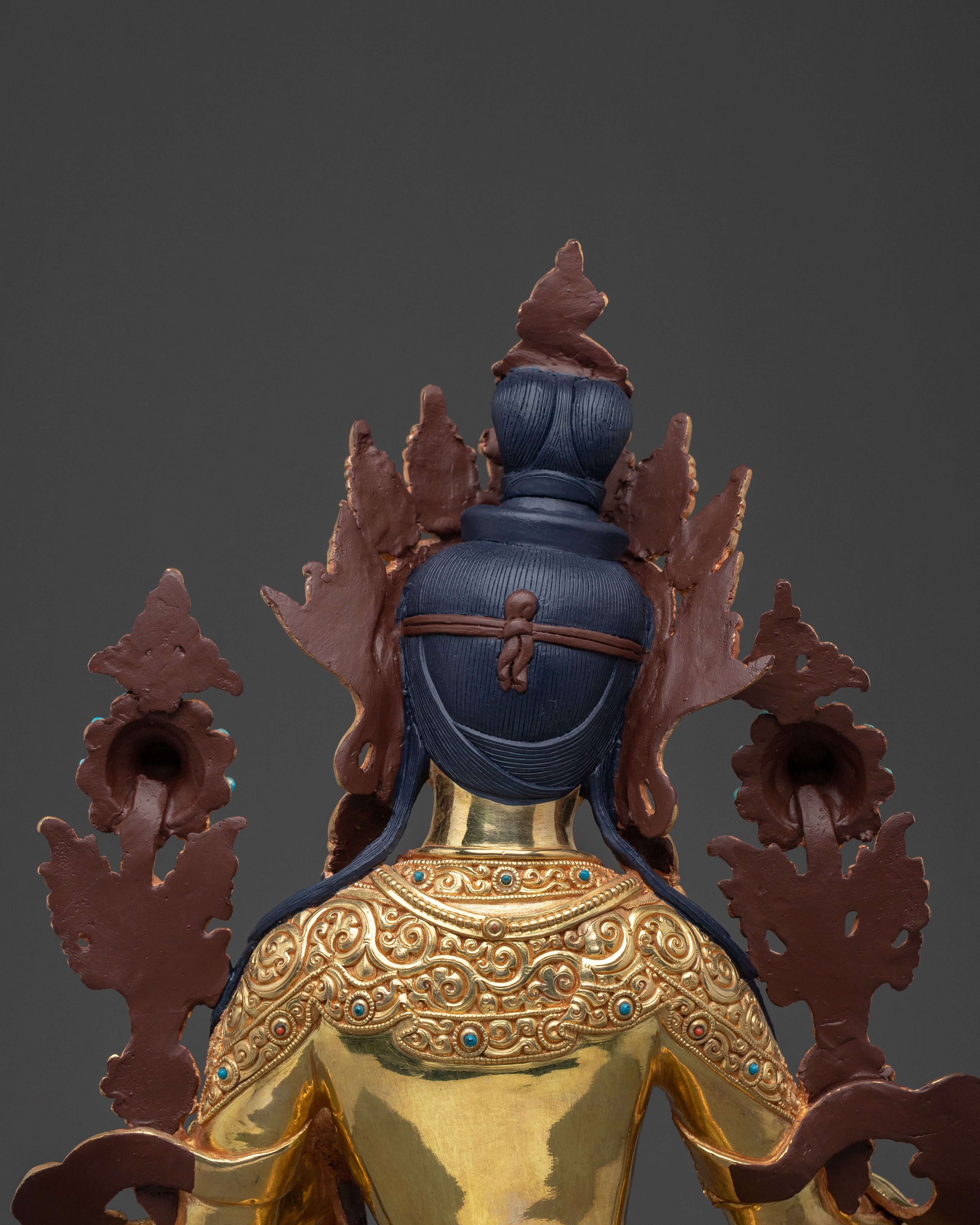 Green Tara Peaceful Statue | 24K Gold Gilded Guardian