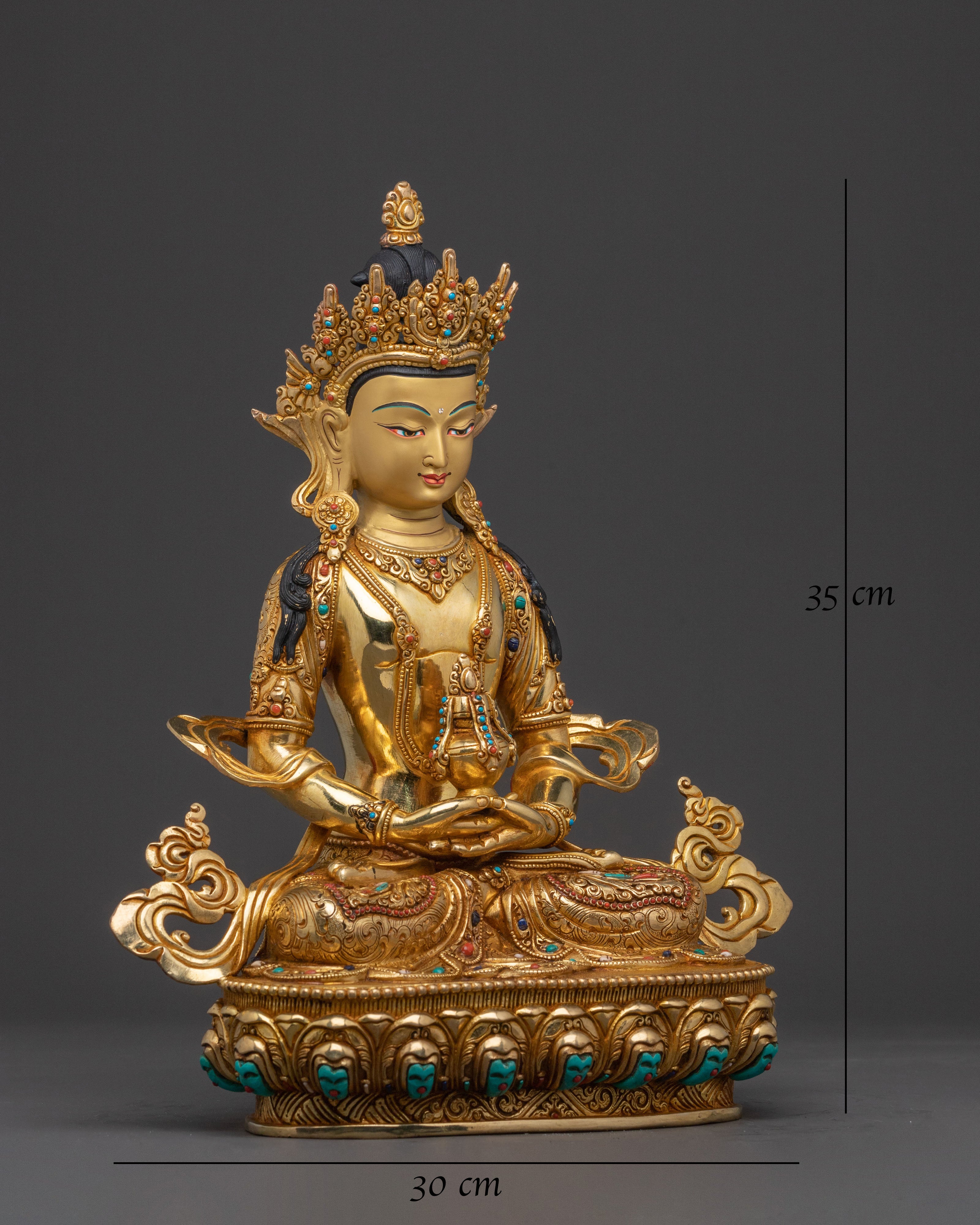 Amitayus Compassion and Healing Statue – 24K Gold Gilded