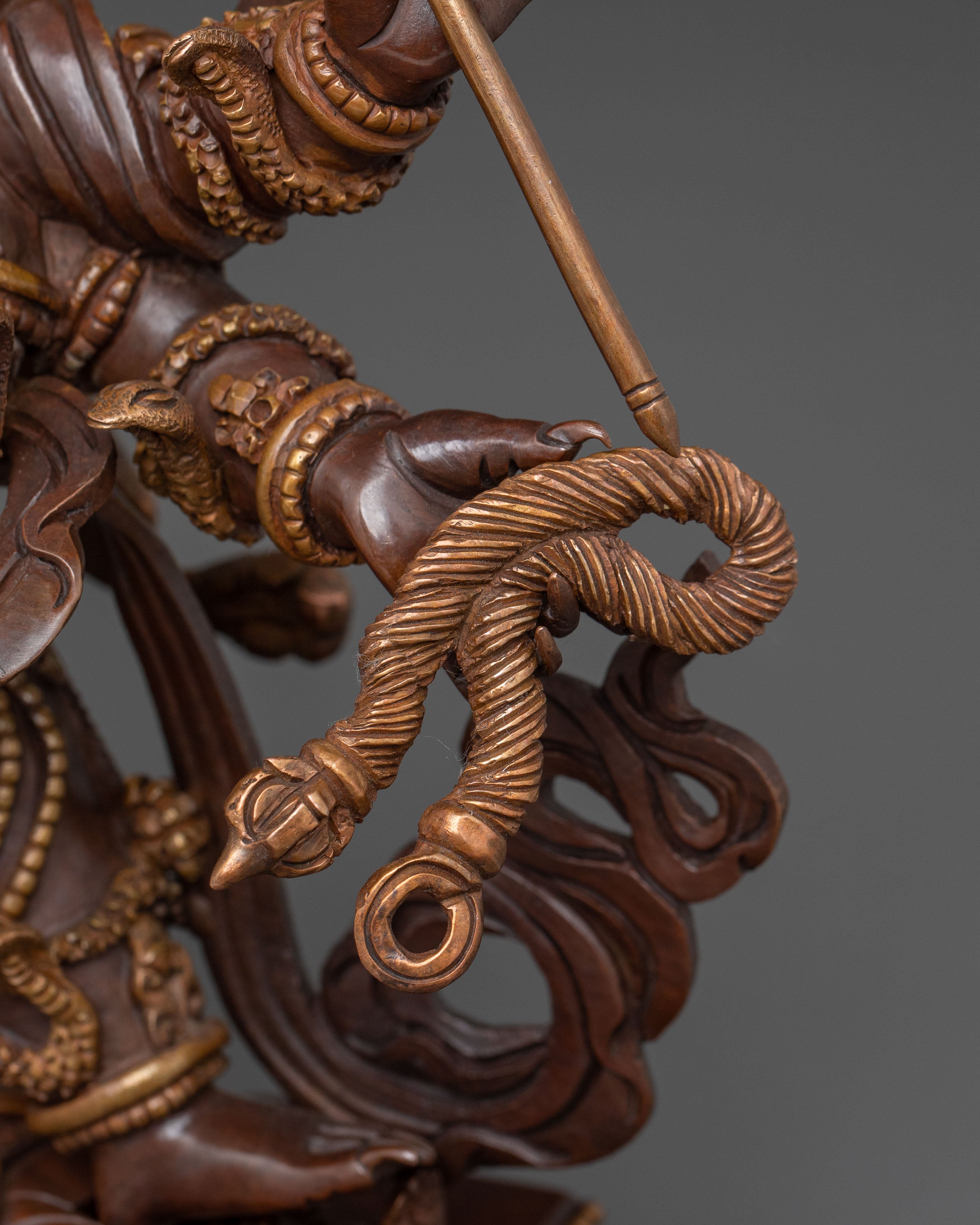 Six-Armed Mahakala Copper Statue | Guardian Figure