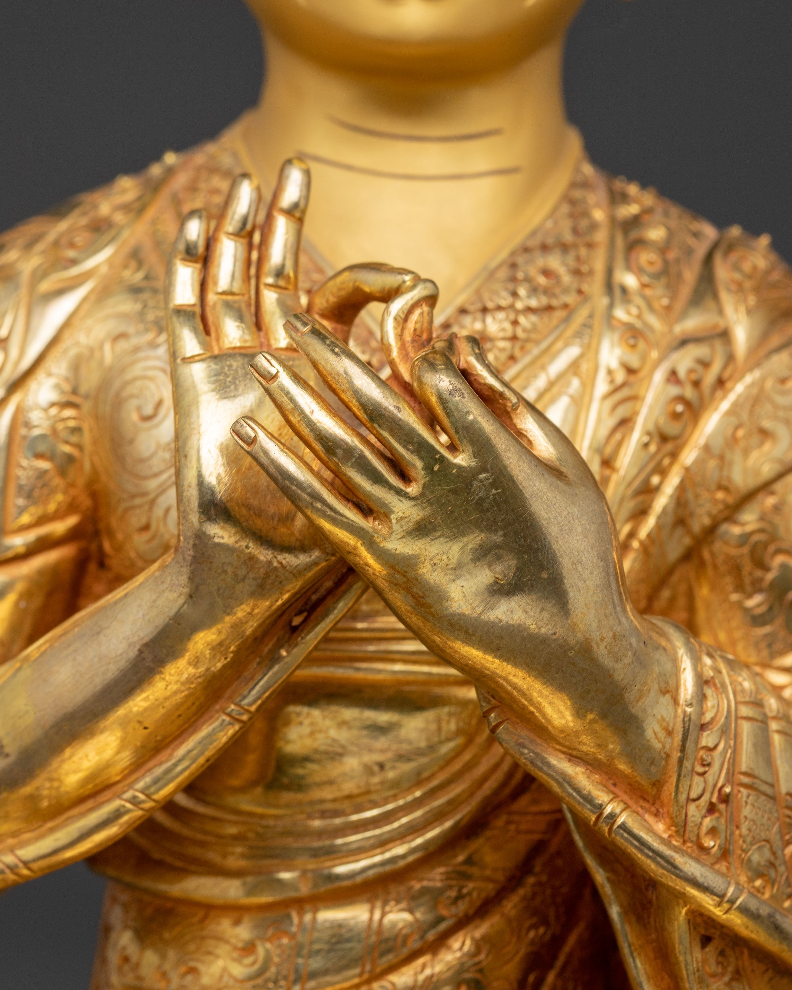 Tsongkhapa Golden Statue Set | Three Great Masters of Gelugpa