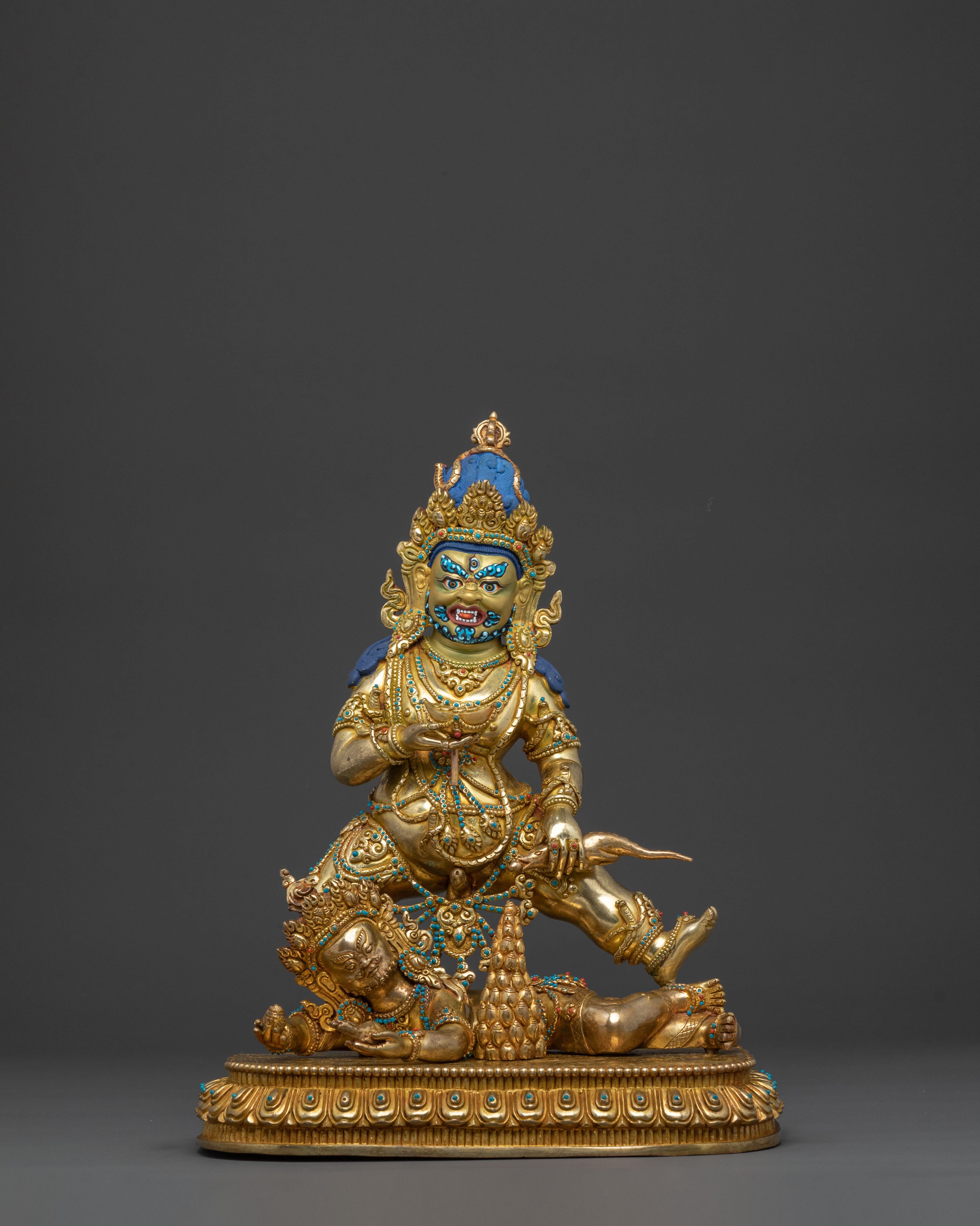 A Radiant Black Dzambhala Spiritual Wealth Statue