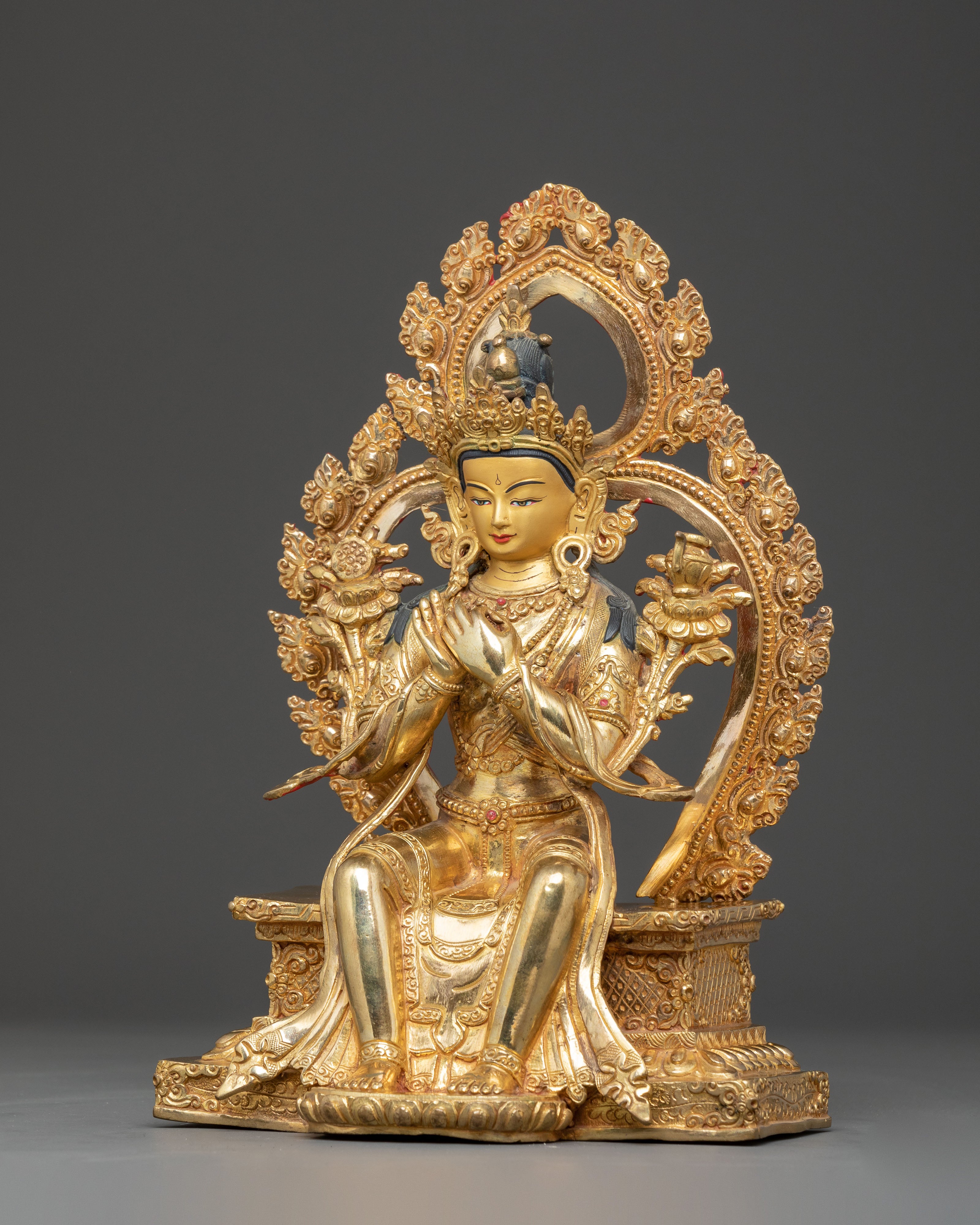 Golden Maitreya Buddha Statue | Handmade Future Buddha Artwork