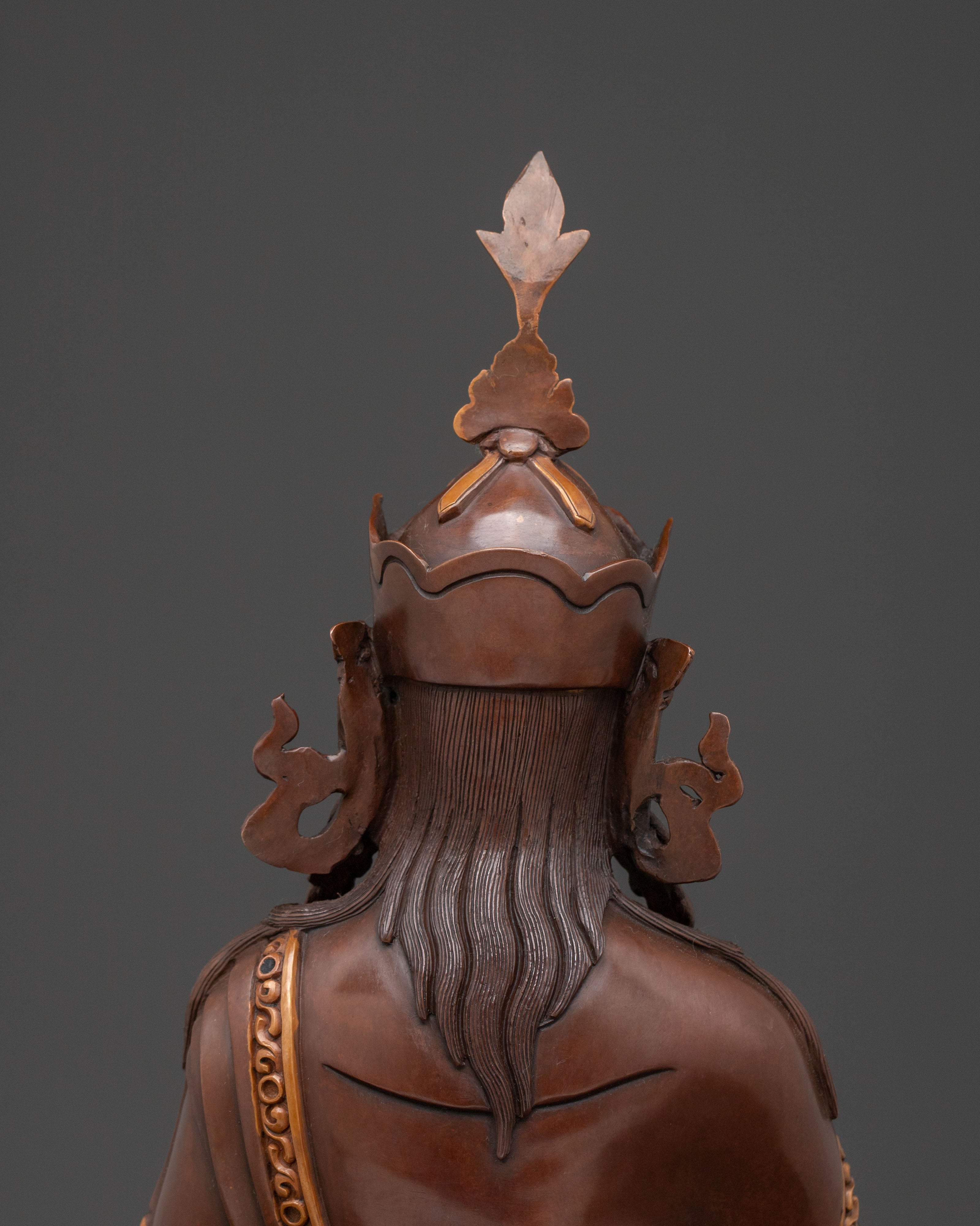 Guru Rinpoche Oxidized Copper Figurine: Buddhist Altar Decor