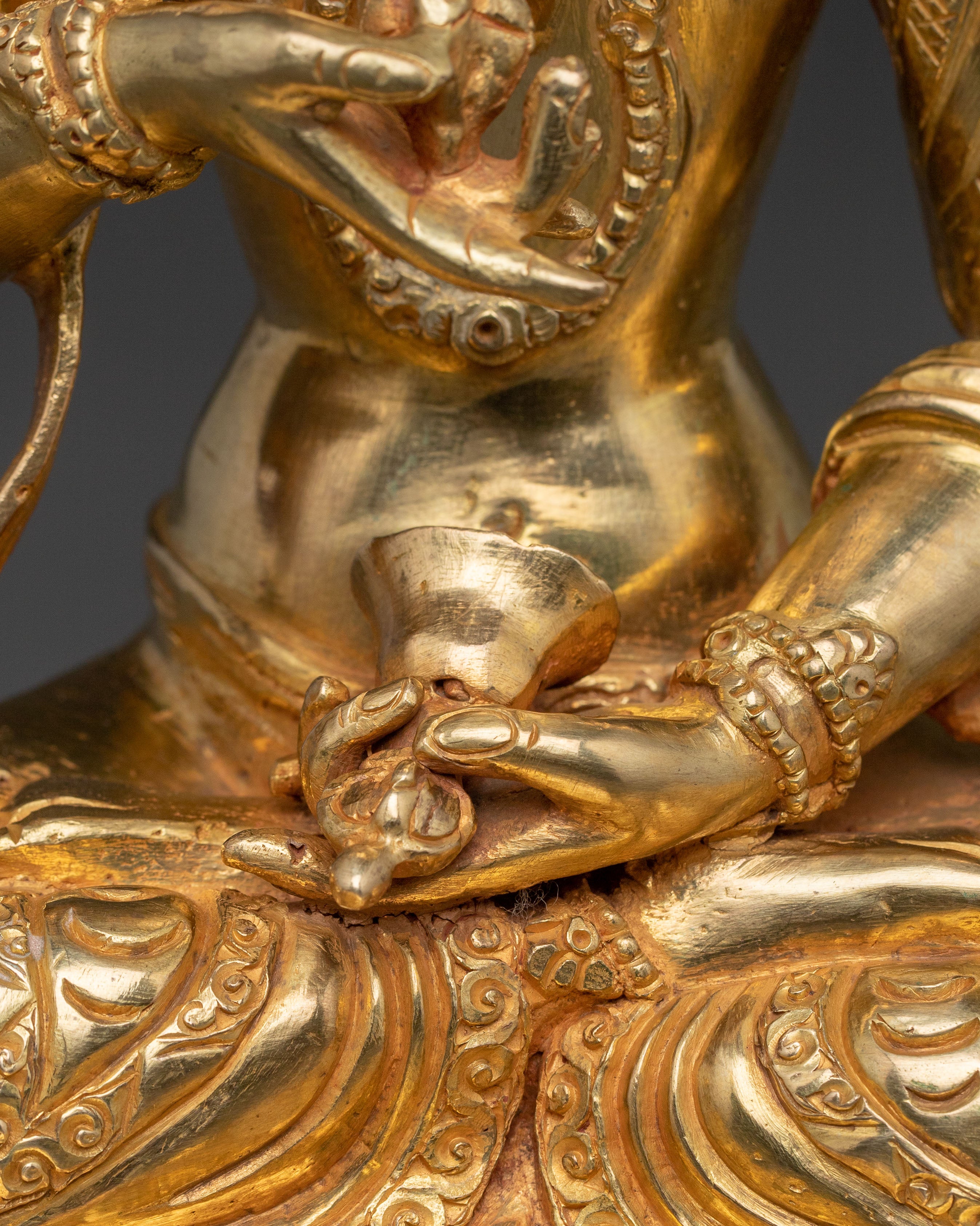 Divine Vajrasattva Golden Statue | 24k Gold Glided Sculpture