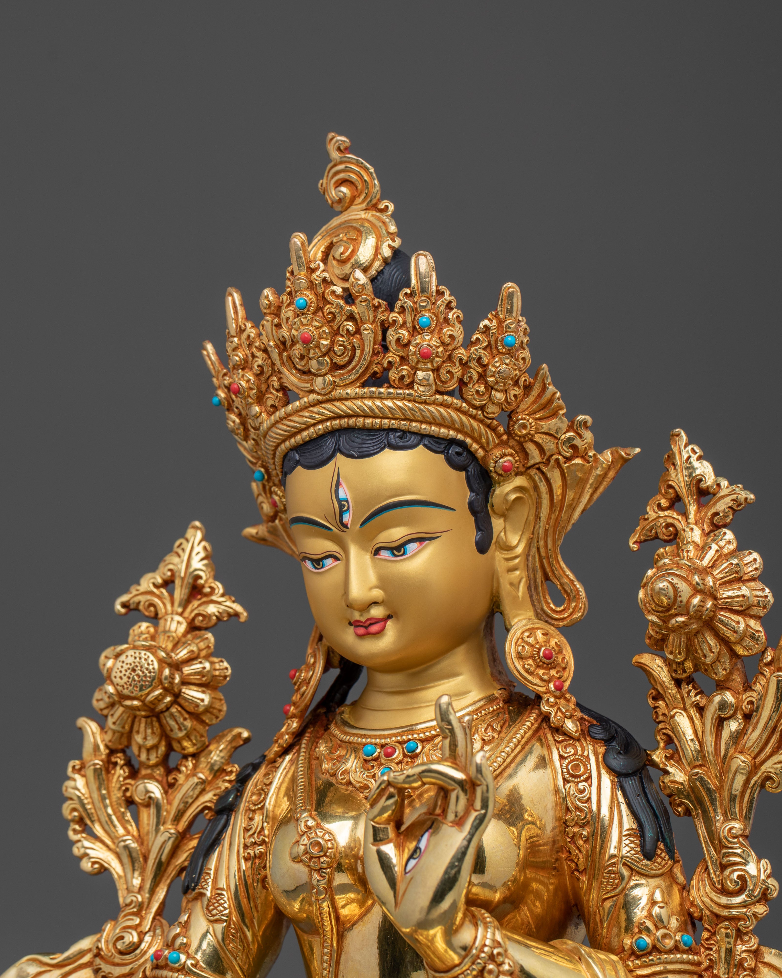 Sacred Long Life Deity White Tara Statue | Tibetan Artwork