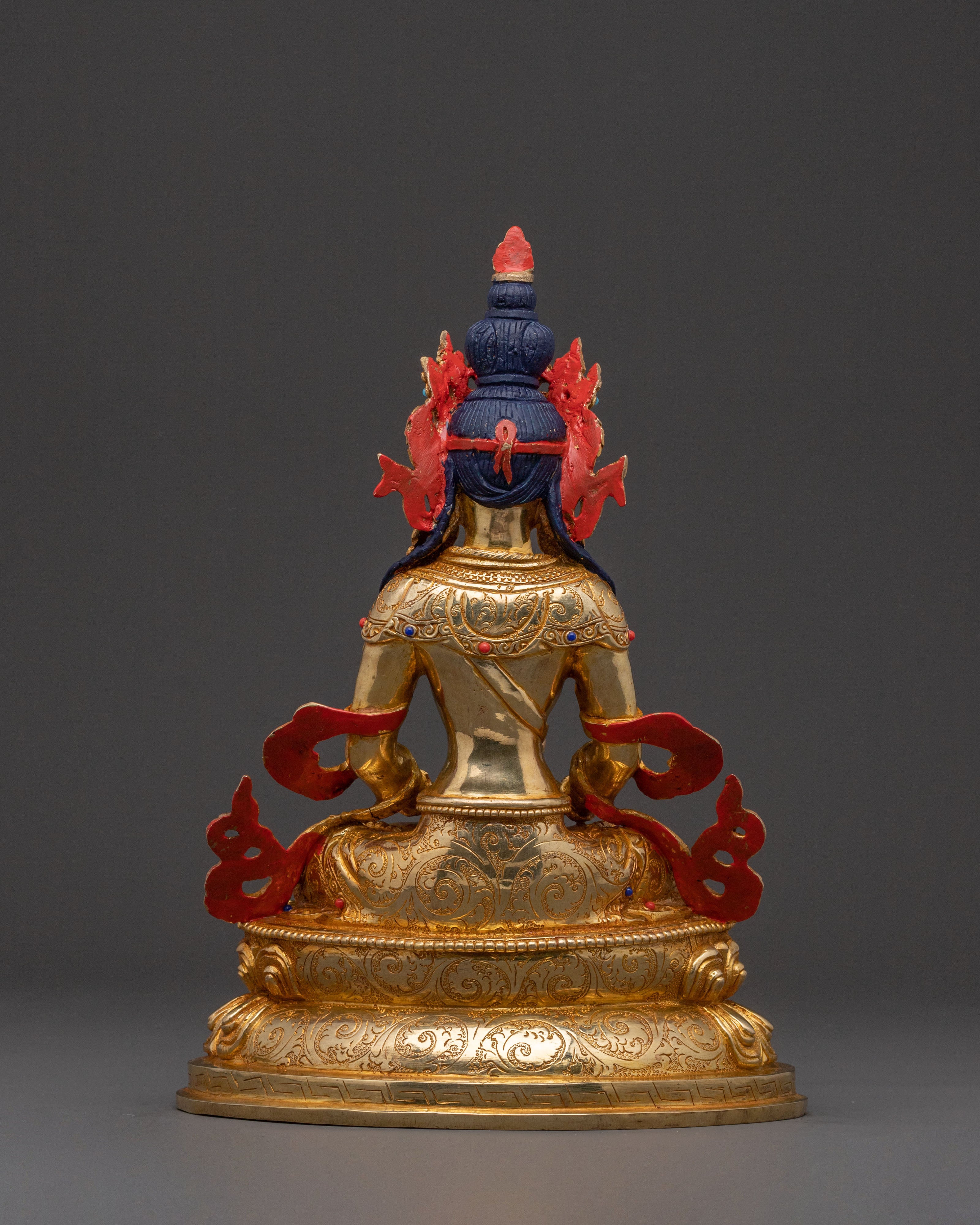 24k Gold Gilded Amitayus Spiritual Statue: Radiant Longevity