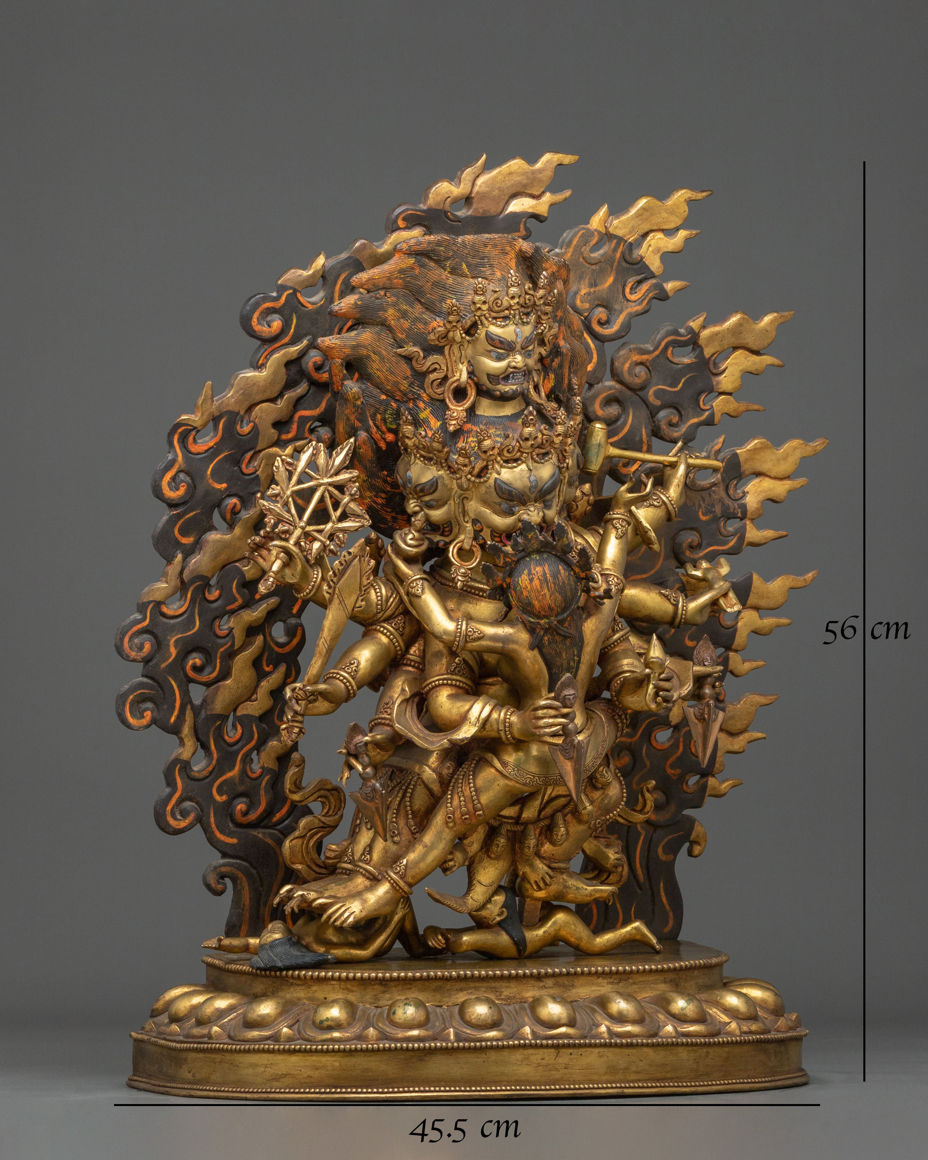 Fierce Heyagriva: 24K Gold Gilded Copper Statue