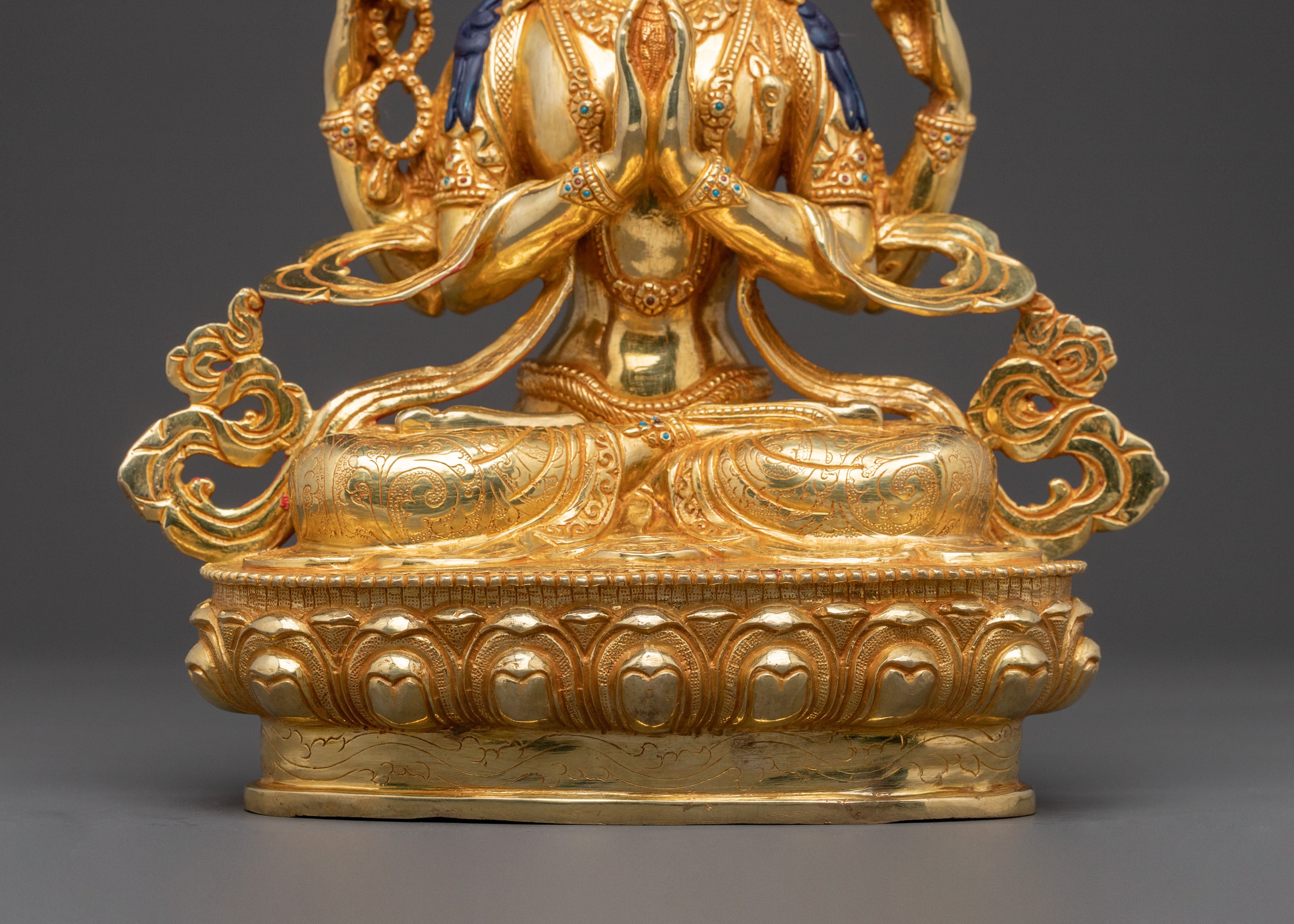 Handcrafted Blessing Statue of Chenrezig | Compassion Deity Sculpture