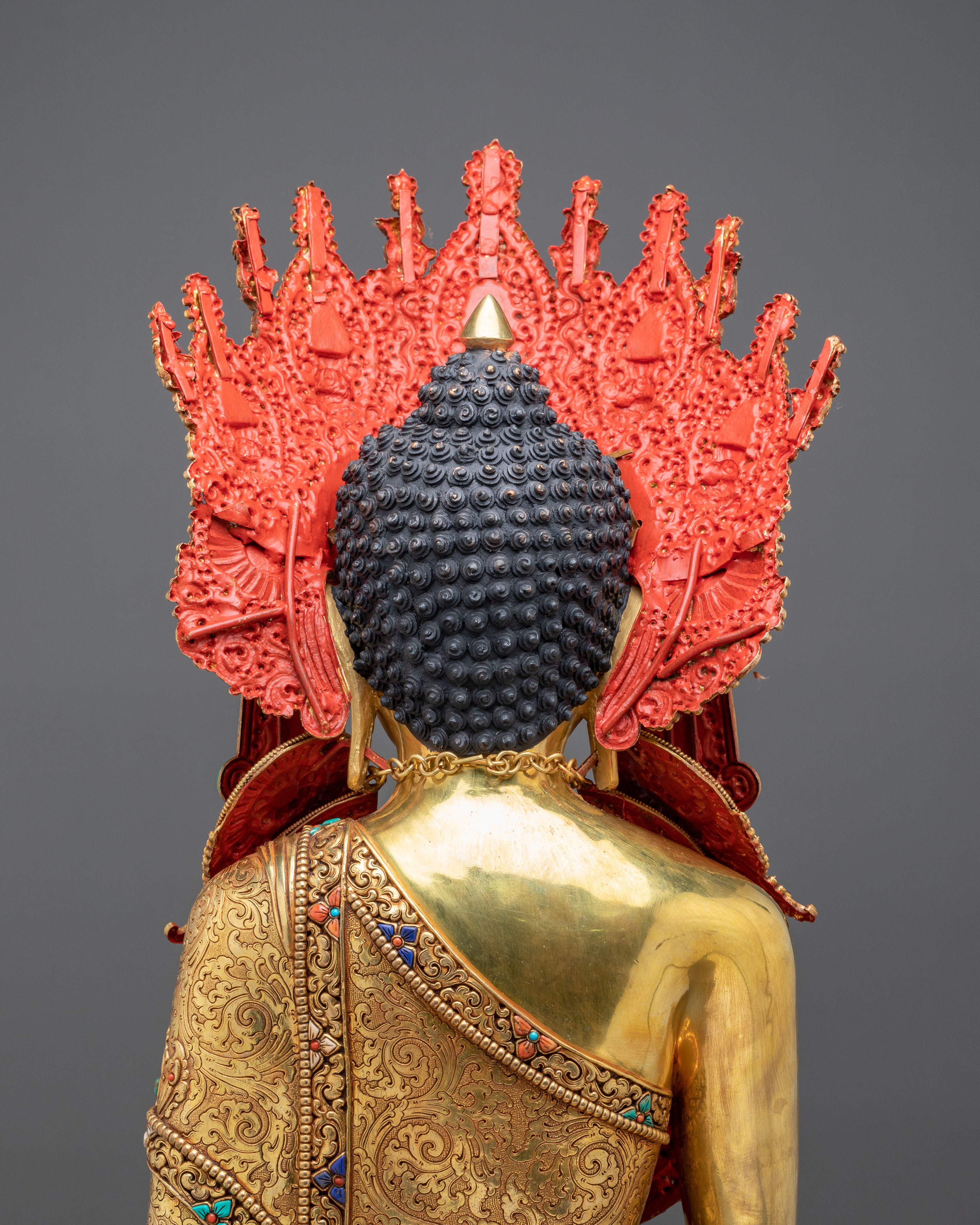 Crown Shakyamuni Buddha Figurine | 24K Gold-Gilded Buddha Statue