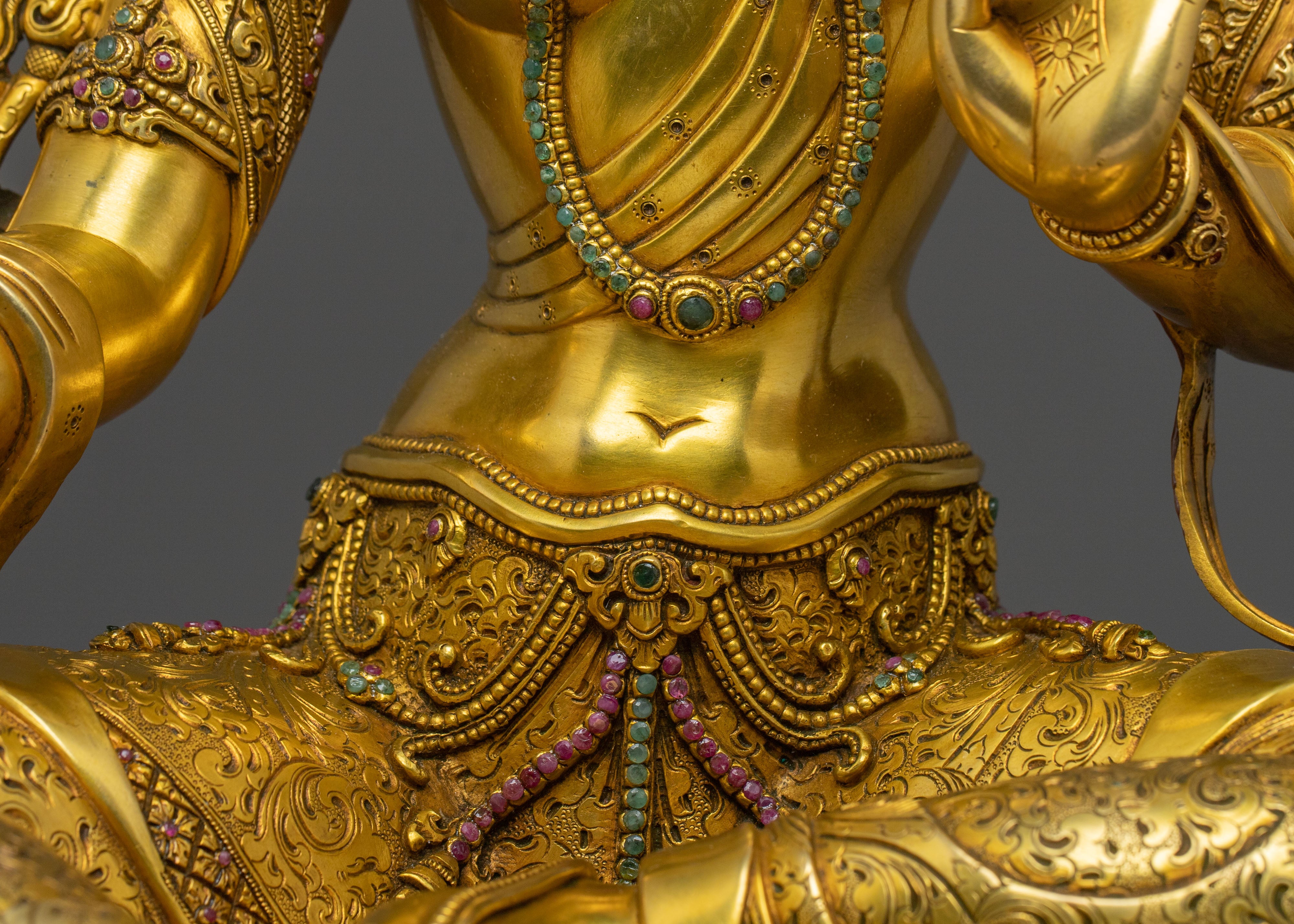 Shyamatara Divine Sculpture | 24K Gold Gilded Green Tara Compassion Statue