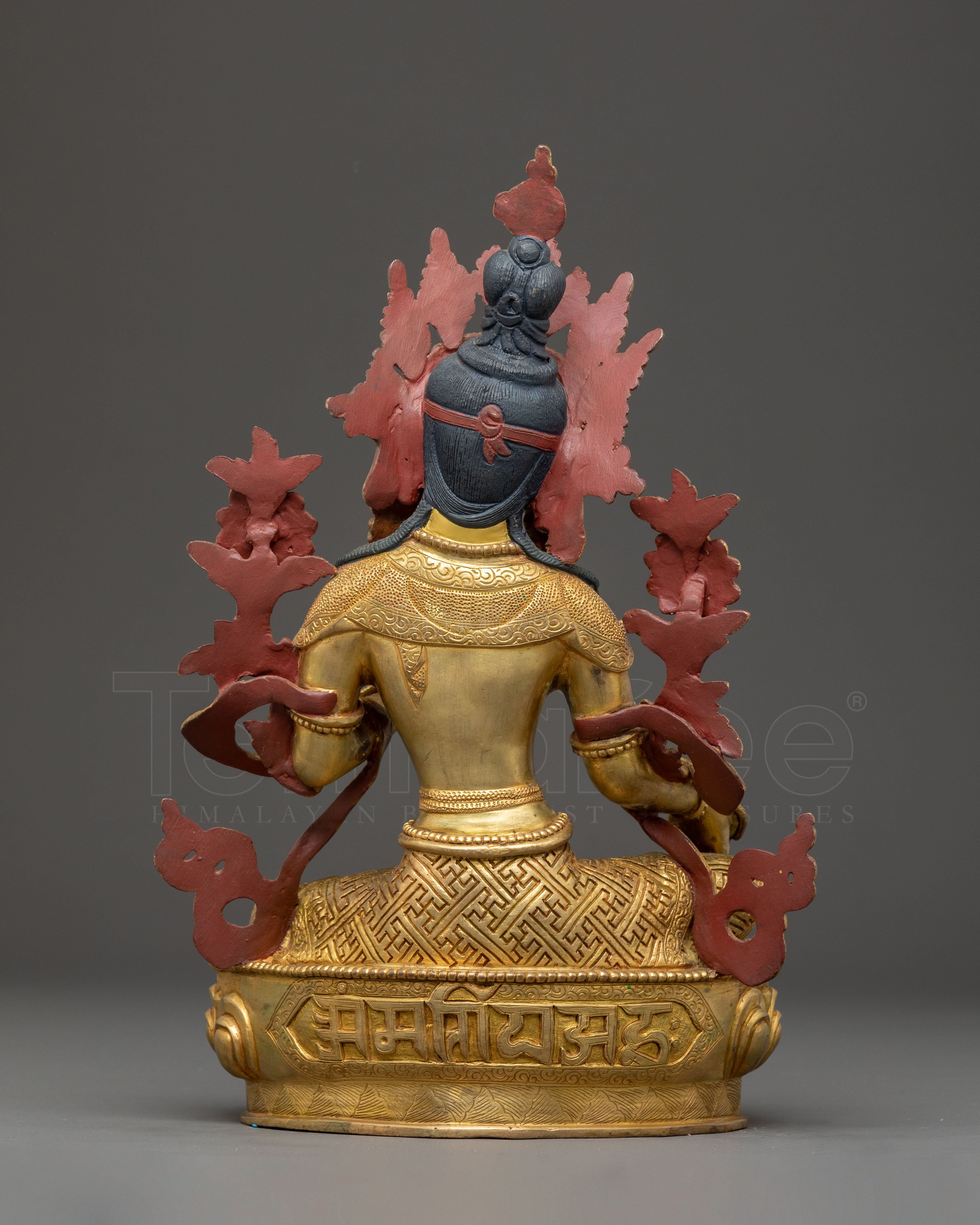Handmade Green Tara Copper Body Statue | Spiritual Decor