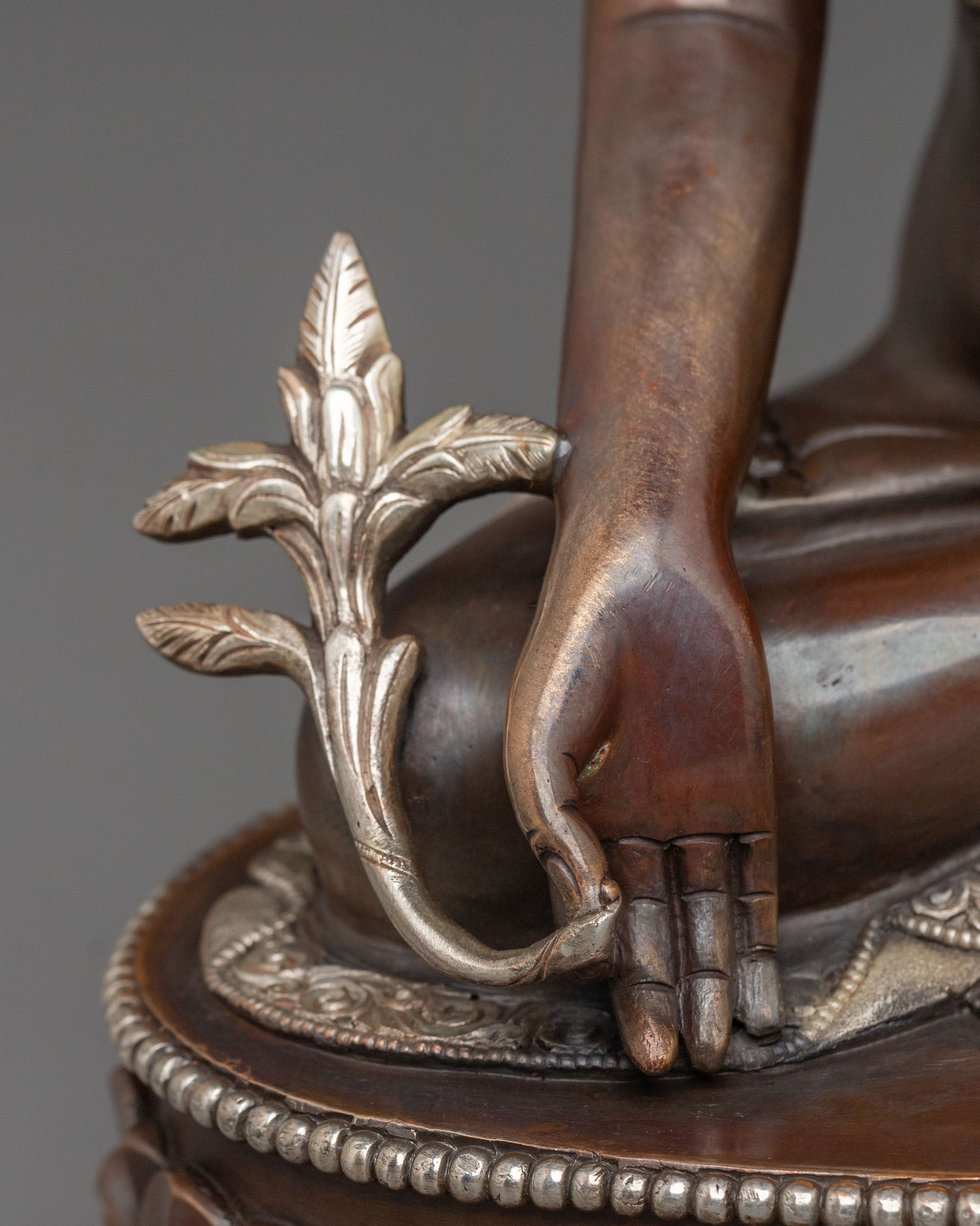 Medicine Buddha Statue: Oxidized Copper Healing Figurine