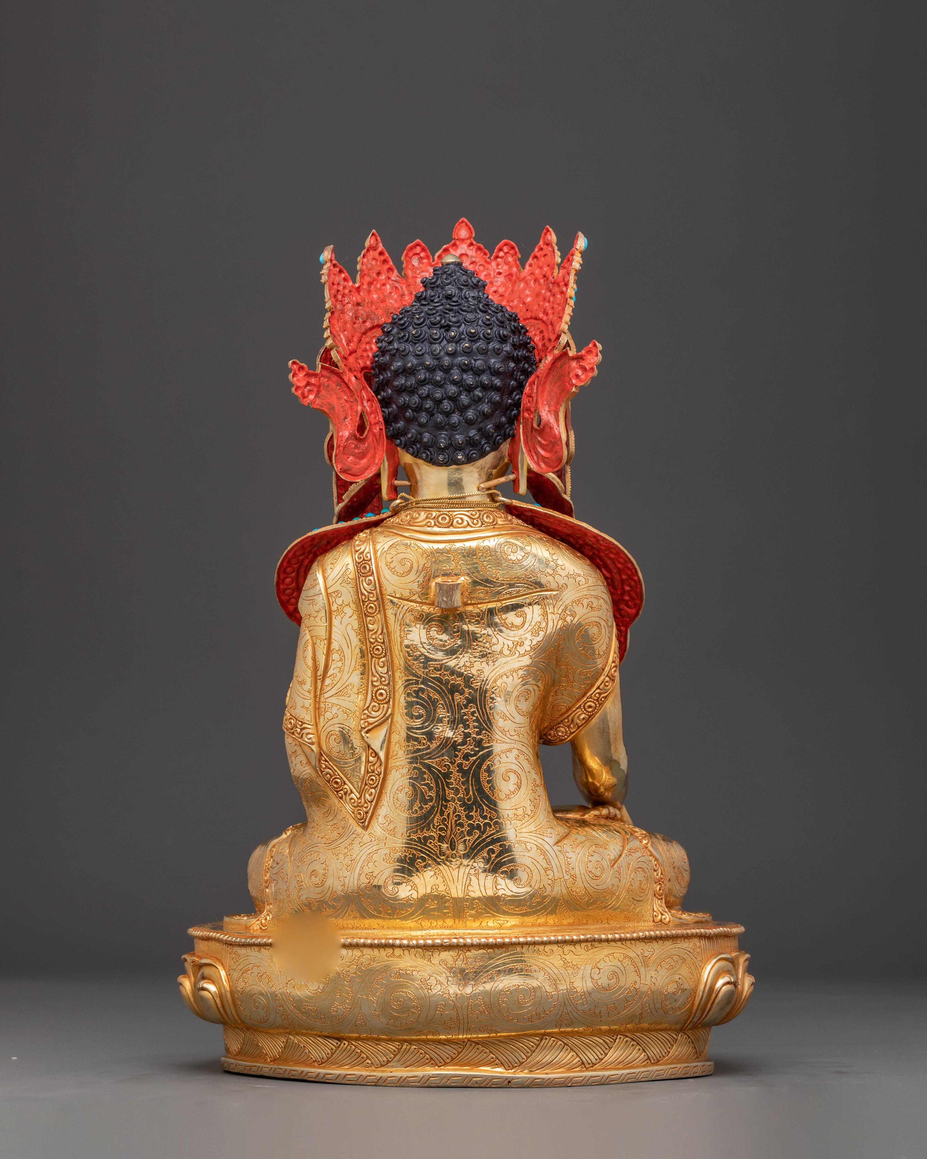 Handcrafted Golden Shakyamuni Buddha Statue with Gemstones
