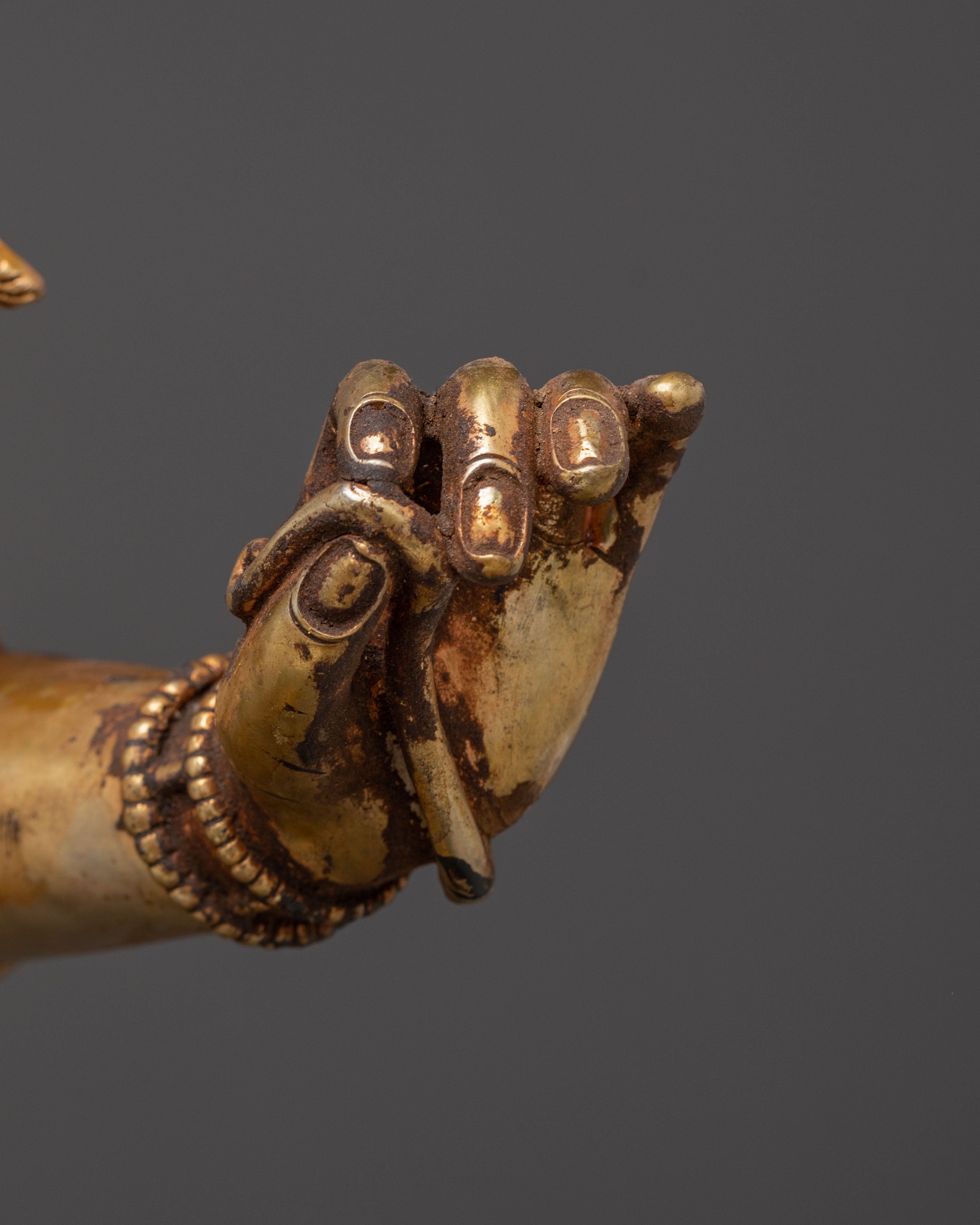 Handcrafted Lokeshwor Blessing Statue | 24K Gold Gilded Antique Statue