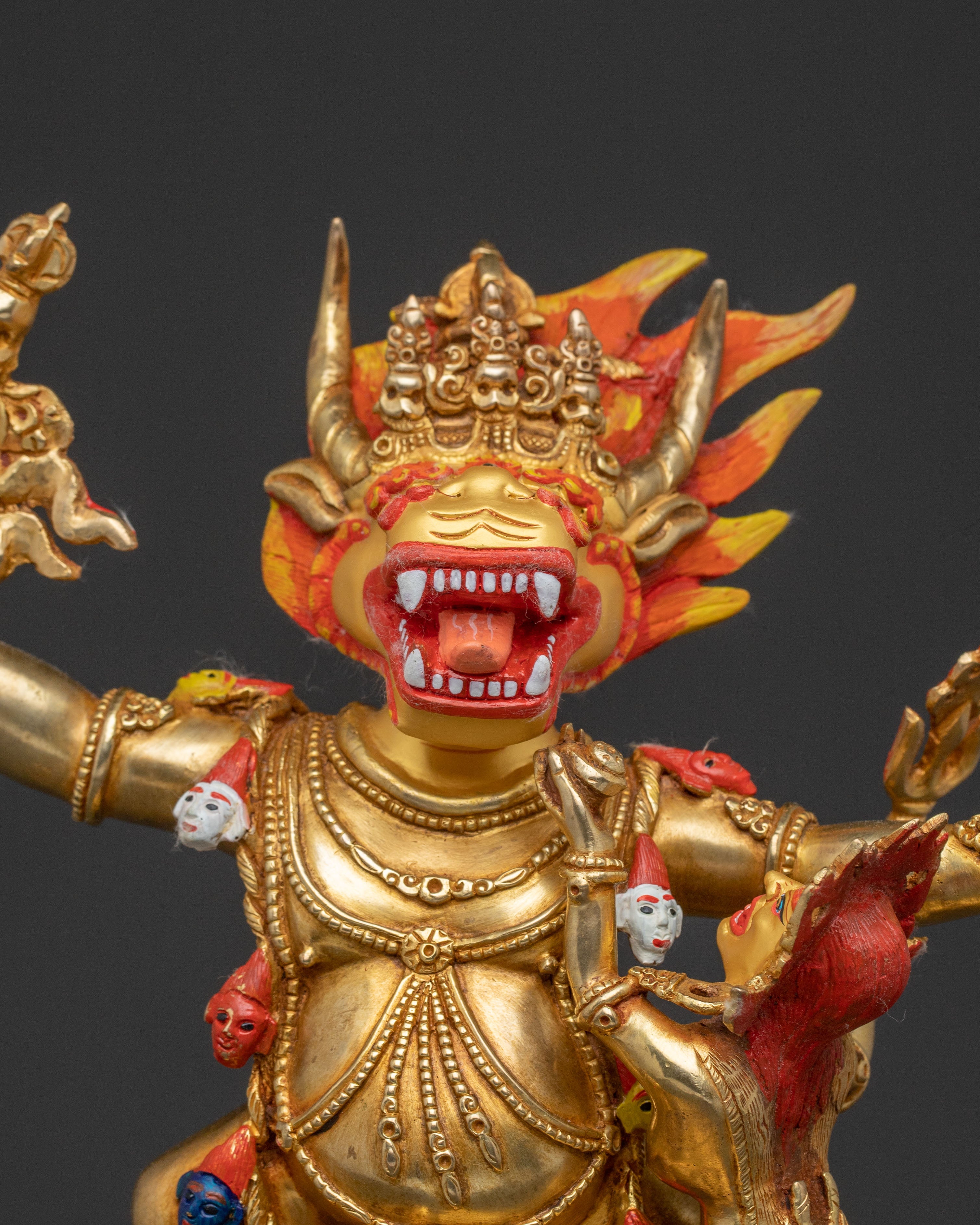 Yama Dharmaraja 24k Gold Gilded Statue | Copper Body