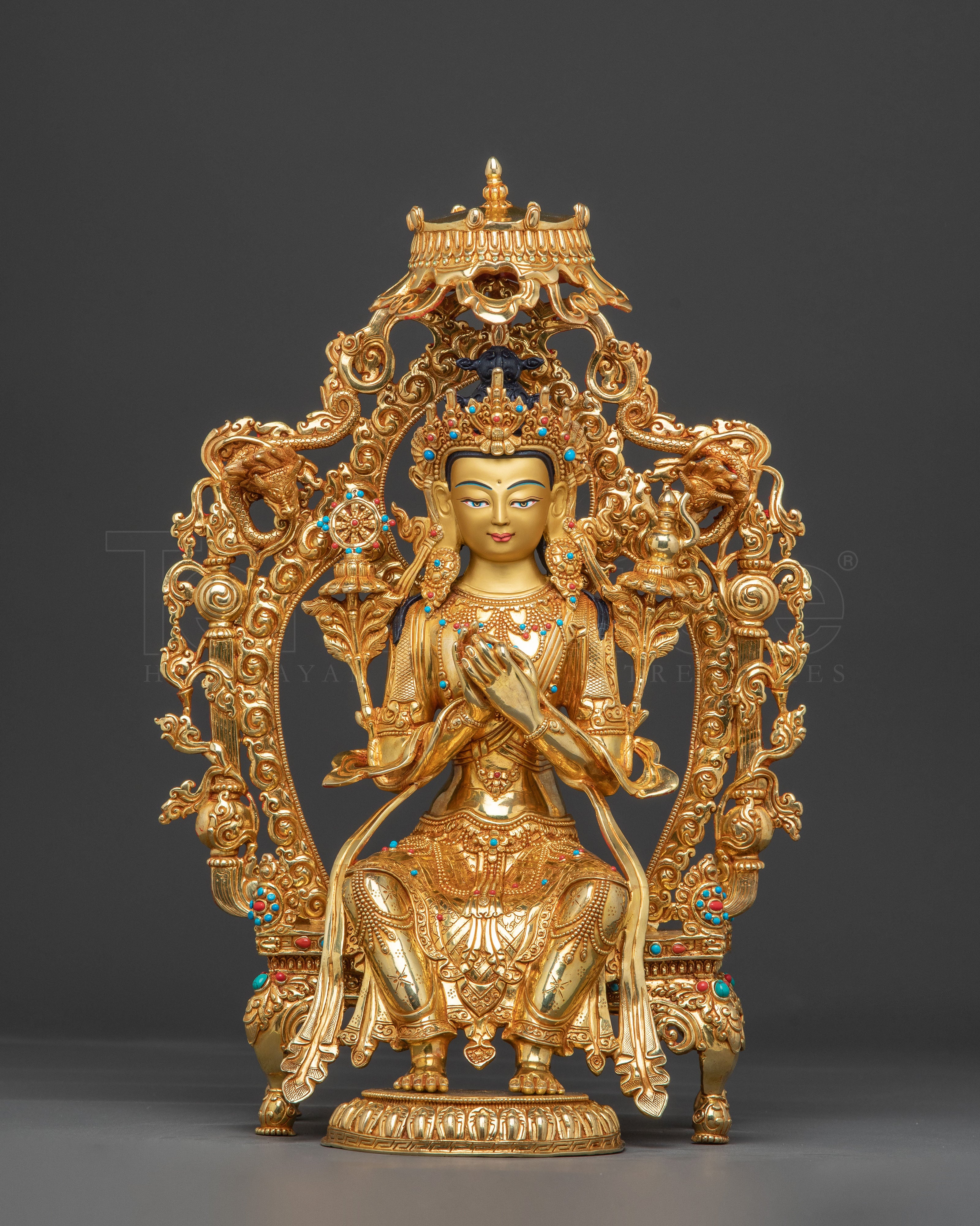 Maitreya Buddha 24K Gold Gilded Copper Statue — Radiant Future Buddha