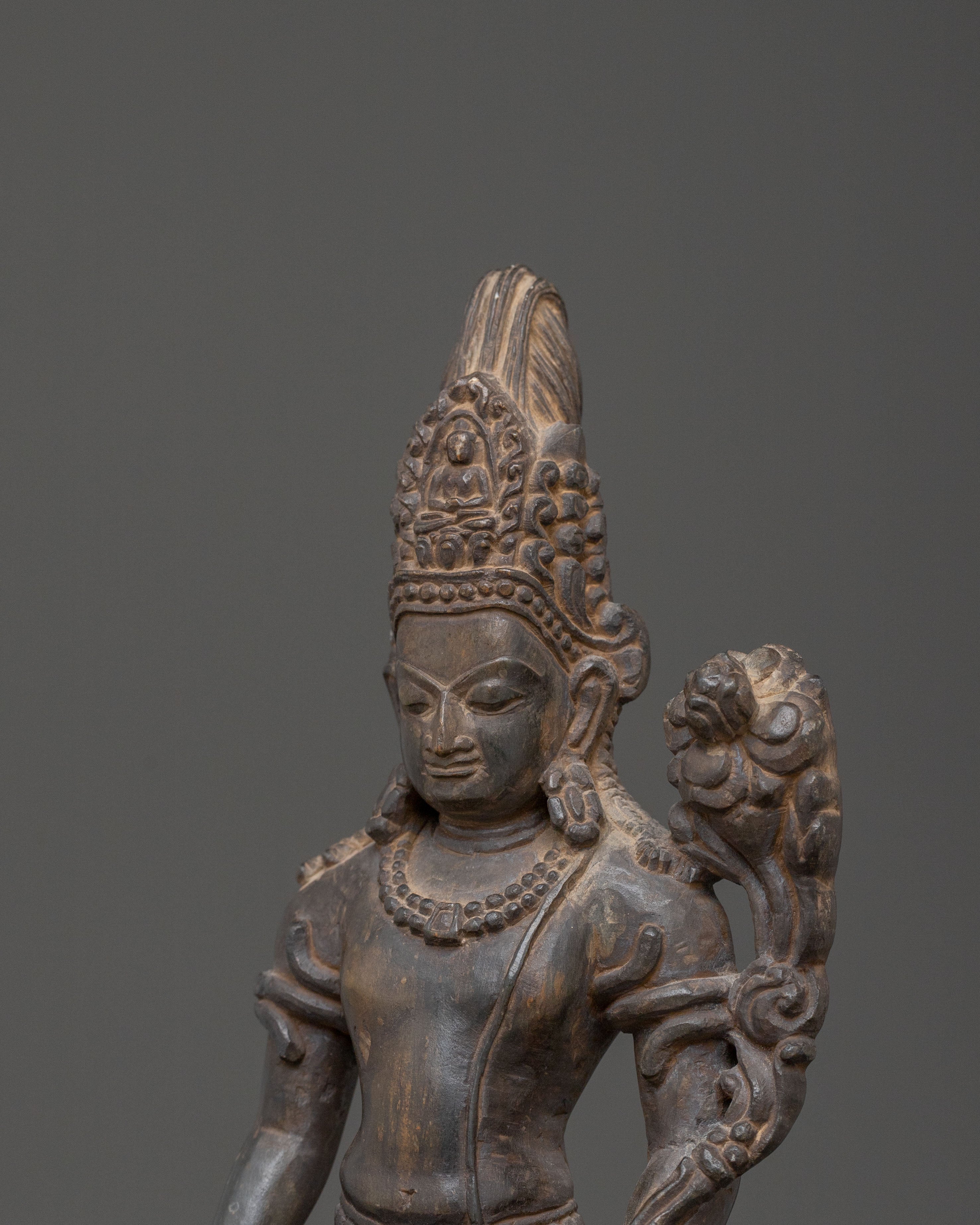 Padmapani Sacred Statue | Black Stone Body
