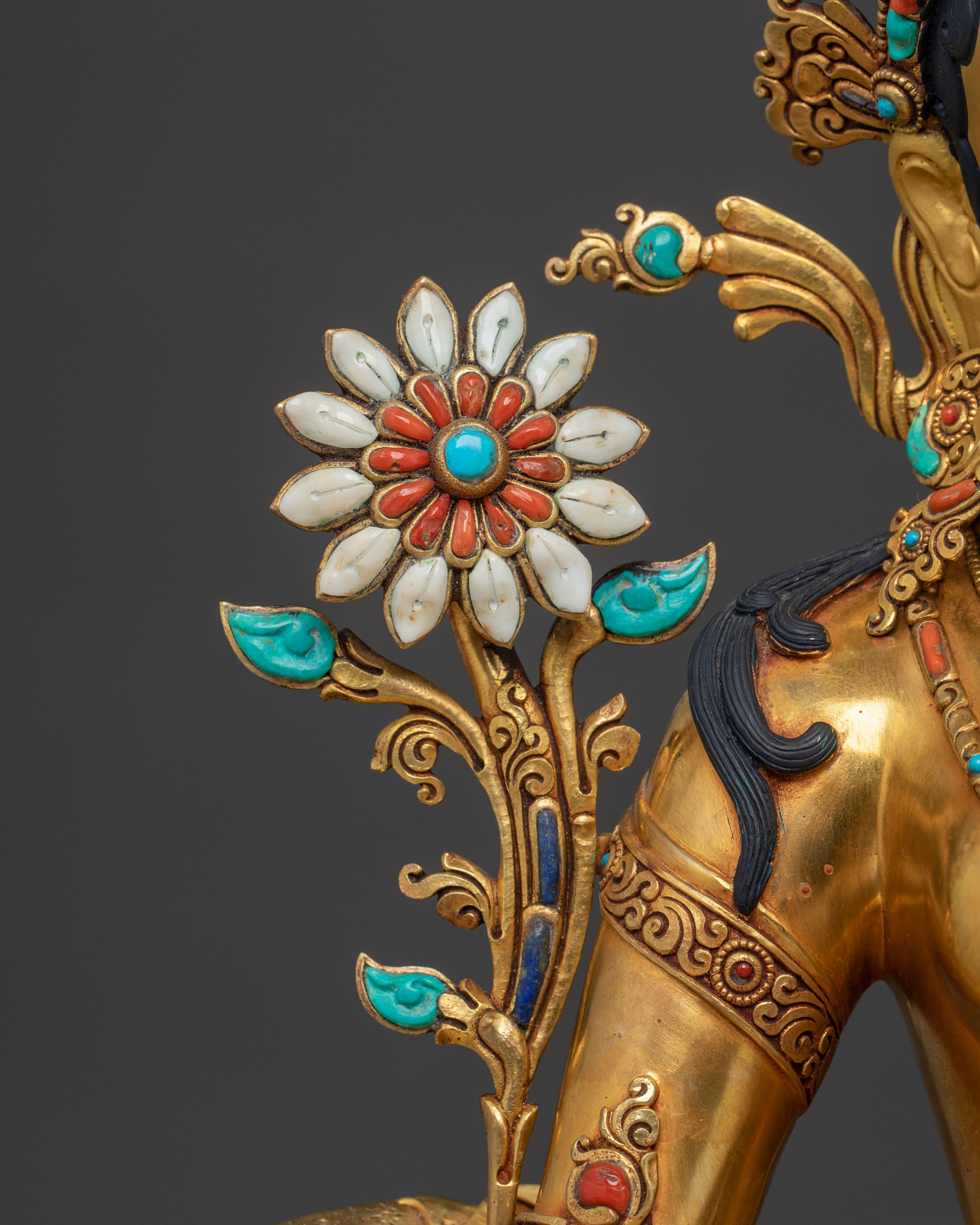 White Tara 24K Gold Gilded Sculpture | Goddess of Compassion