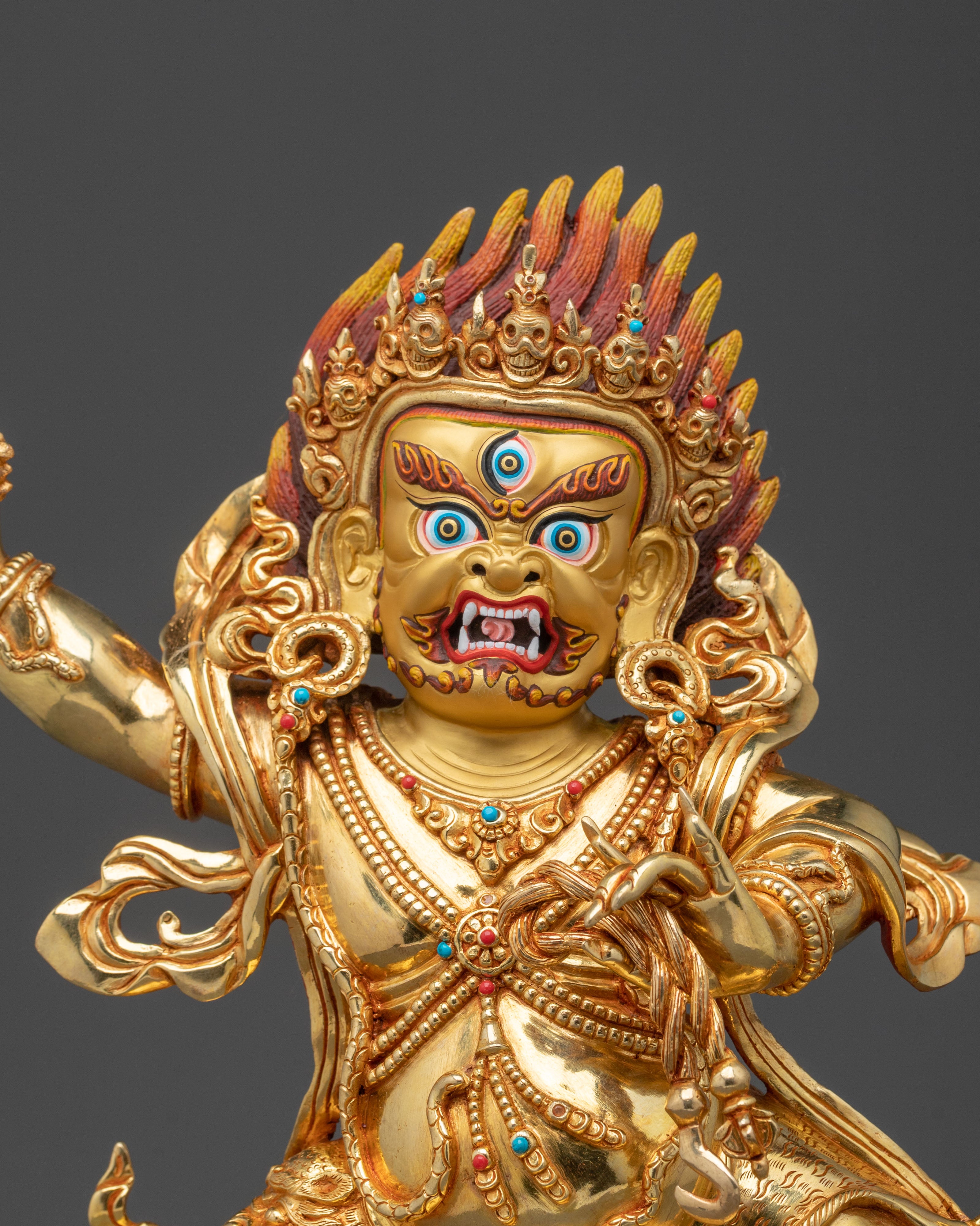 Sacred Statue of Vajrapani Statue: 24K Gold Gilded