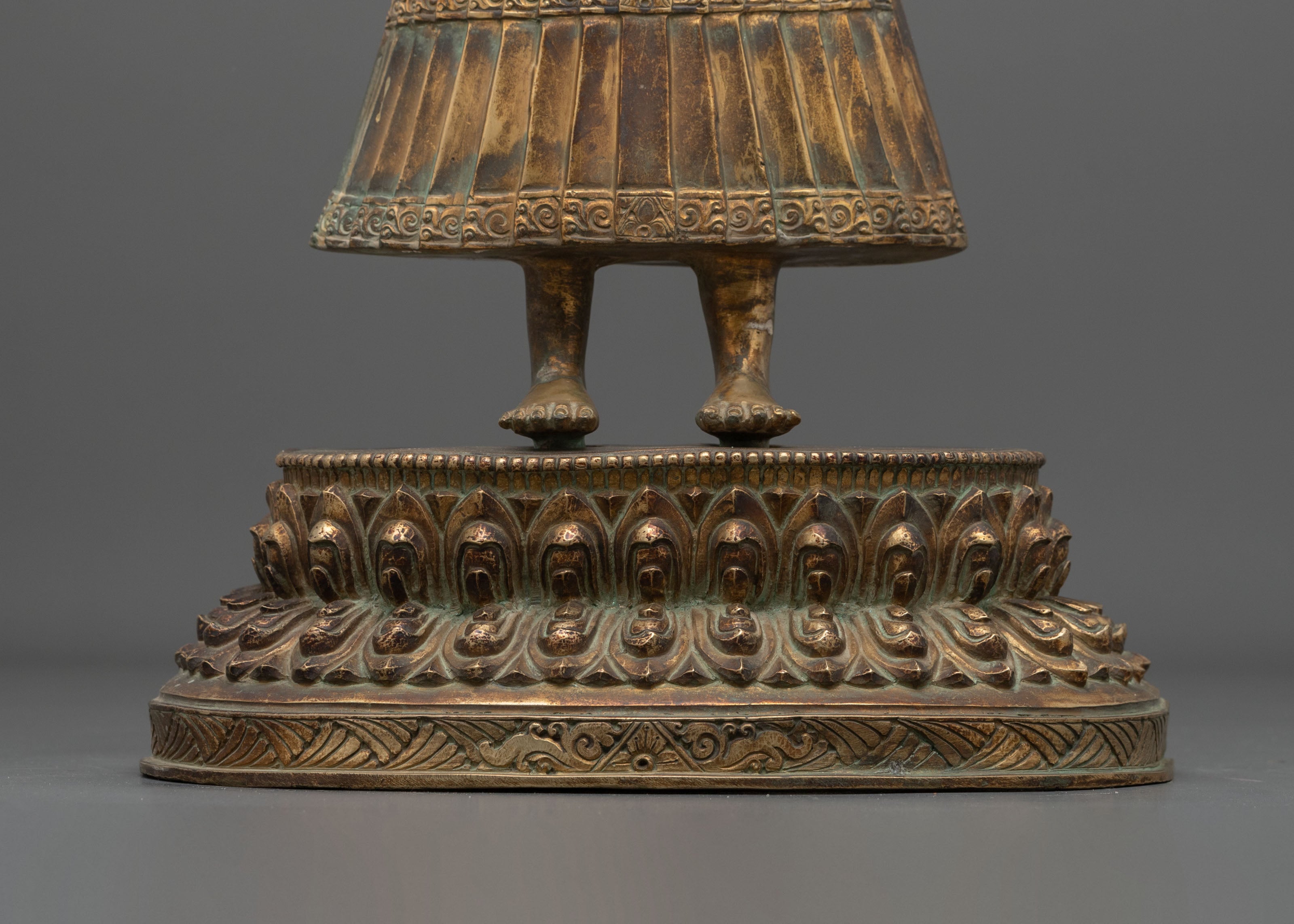 Dipankara Buddha Tibetan Statue | Antique Finish Copper Sculpture