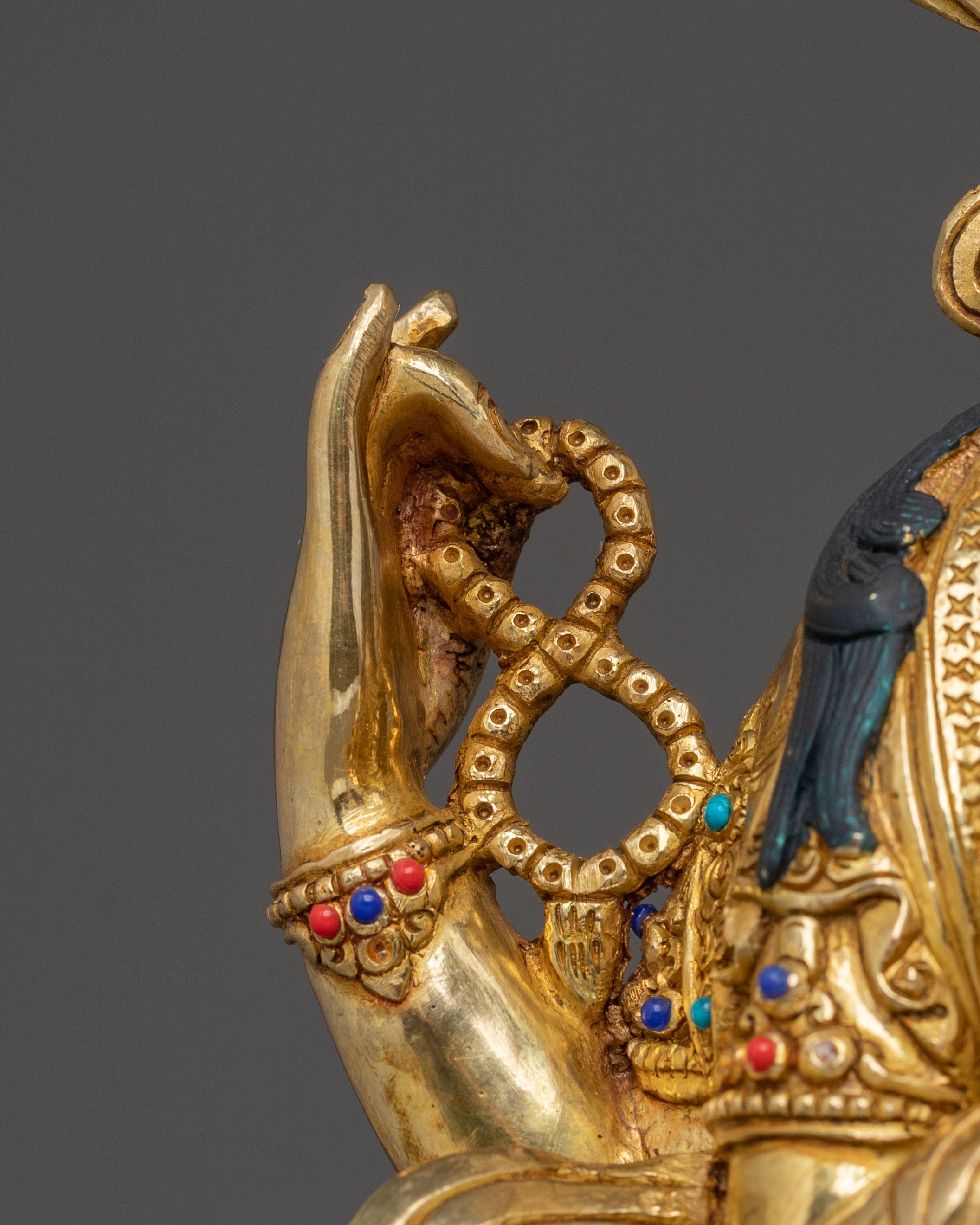 Four-Armed Chenrezig Statue: 24K Gold Gilded Serenity