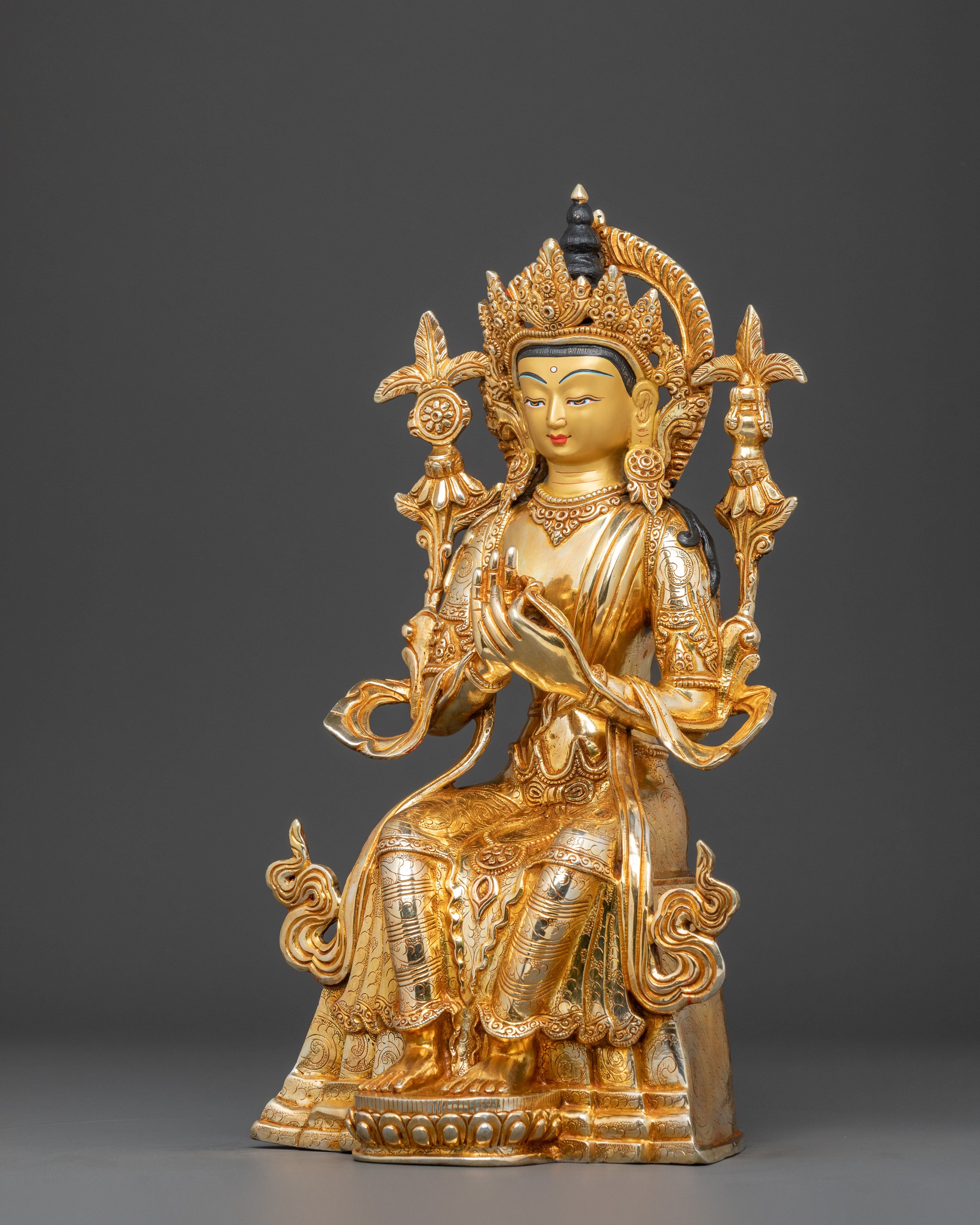 Maitreya Buddha Statue | Serene 24K Gold Gilded