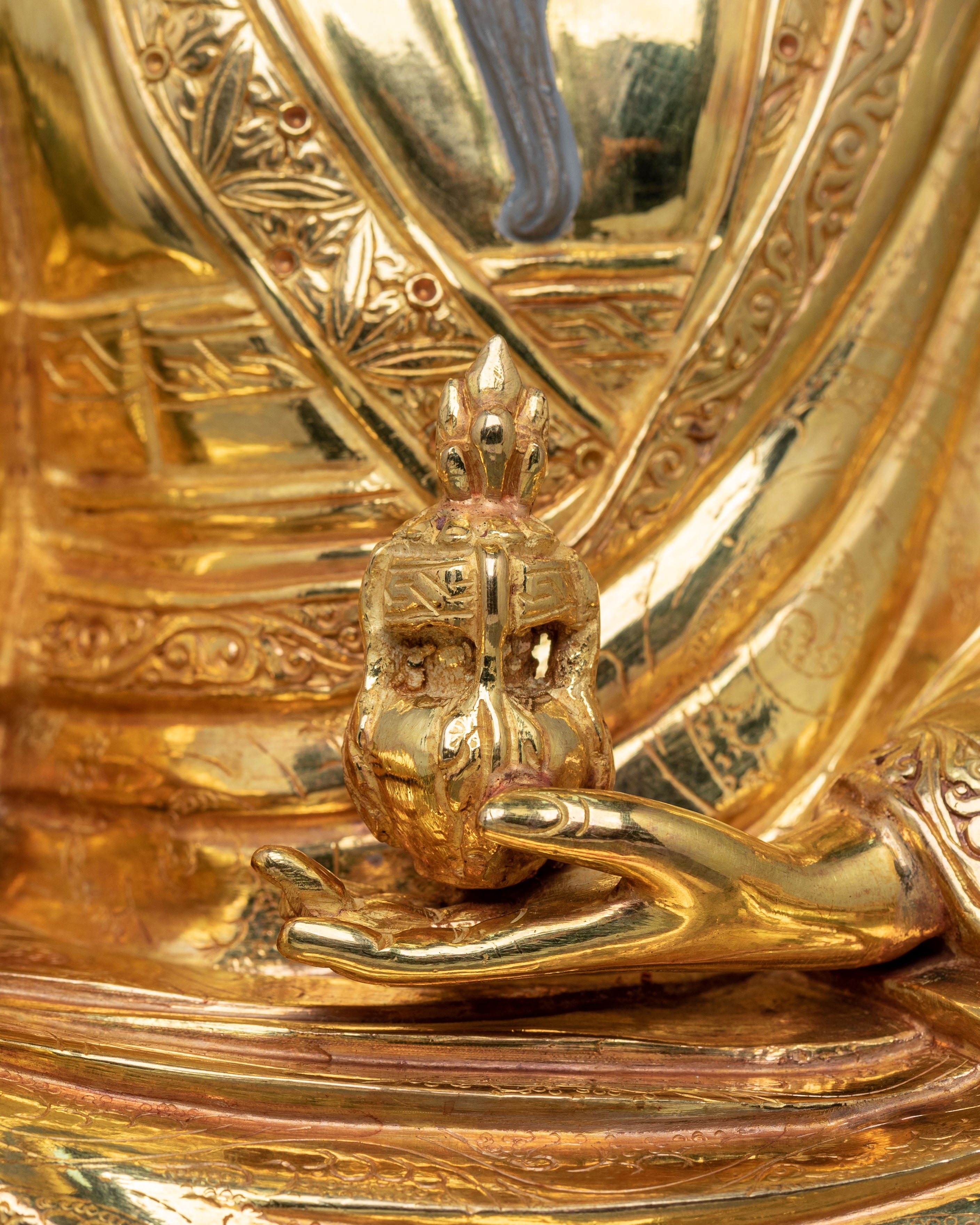 Enlightened Master: Guru Shapdum 24K Gold Gilded Statue