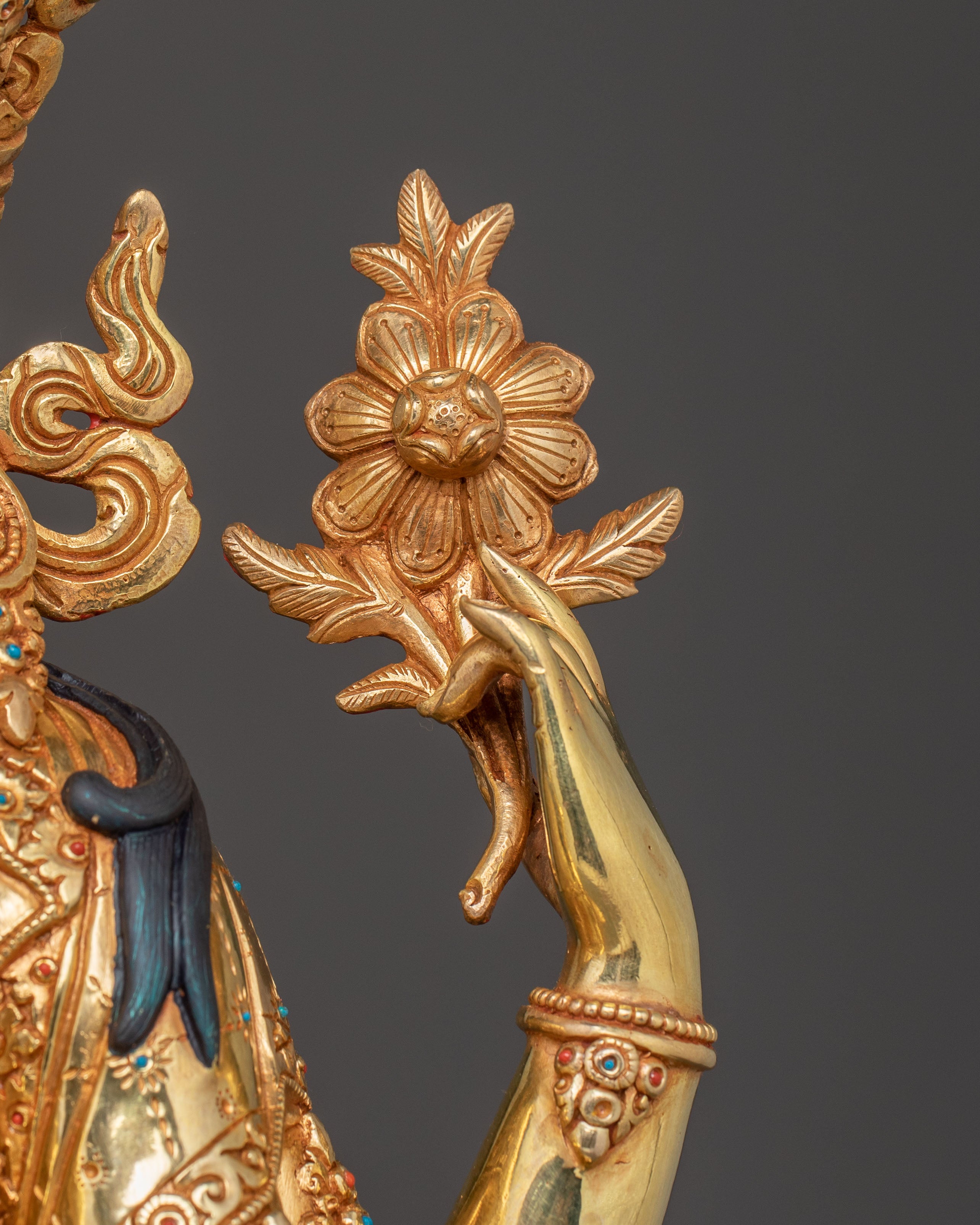 24k Gold Gilded Chenrezig Sacred Statue — Handcrafted Splendor