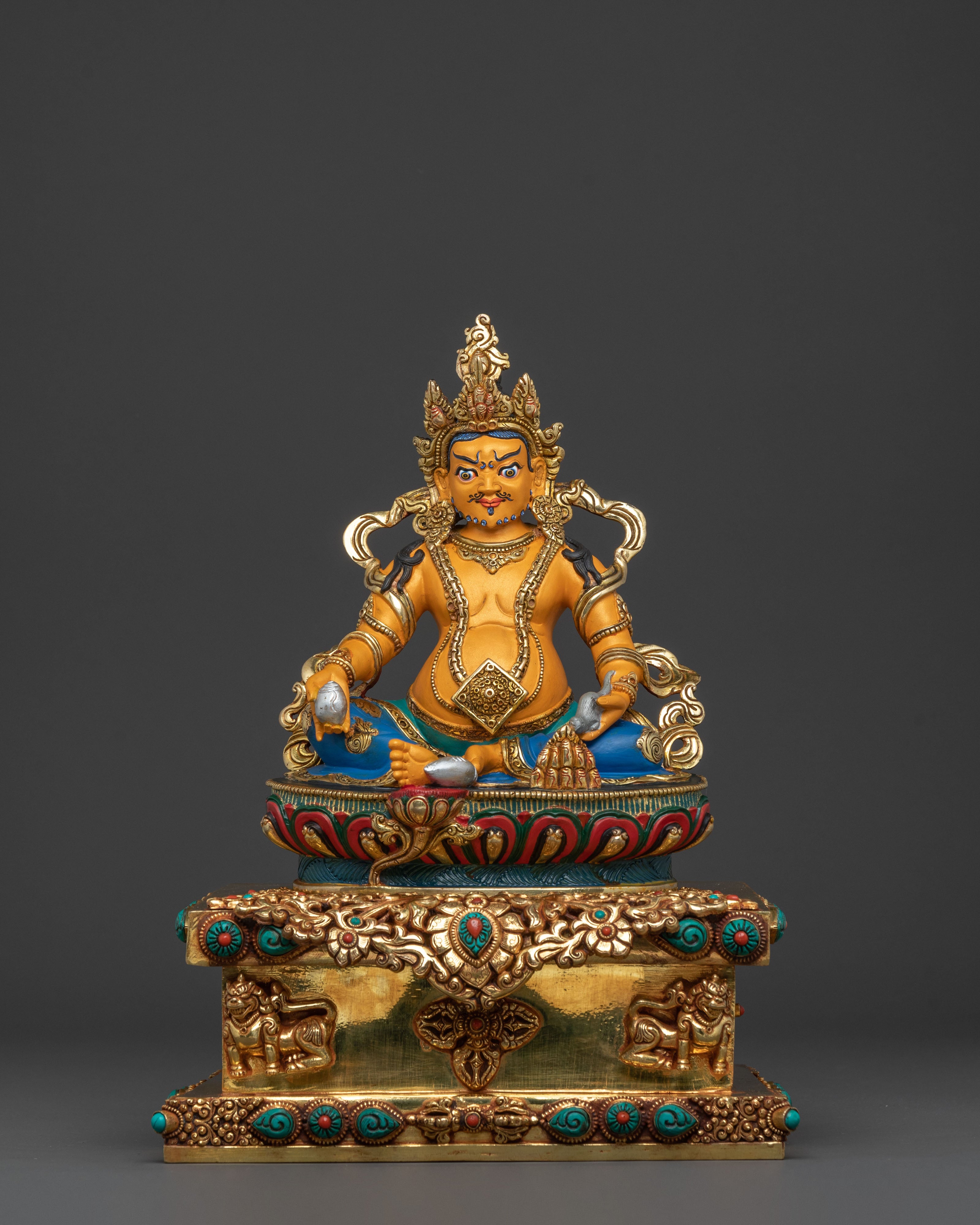 Dzambhala Statue on Throne | Traditional Figurine