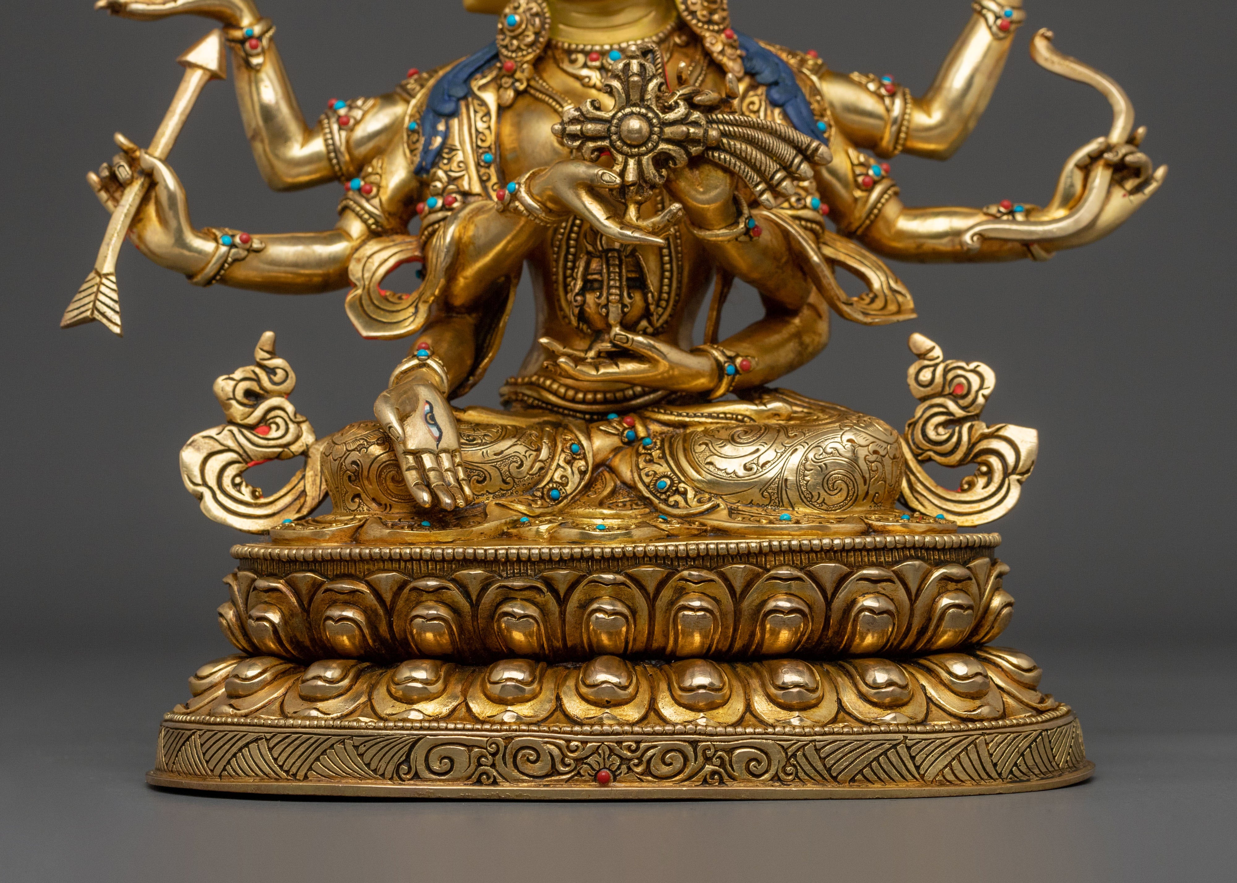 Namgyalma Fire Gold Gilded Statue | Buddhist Longevity Deity Sculpture