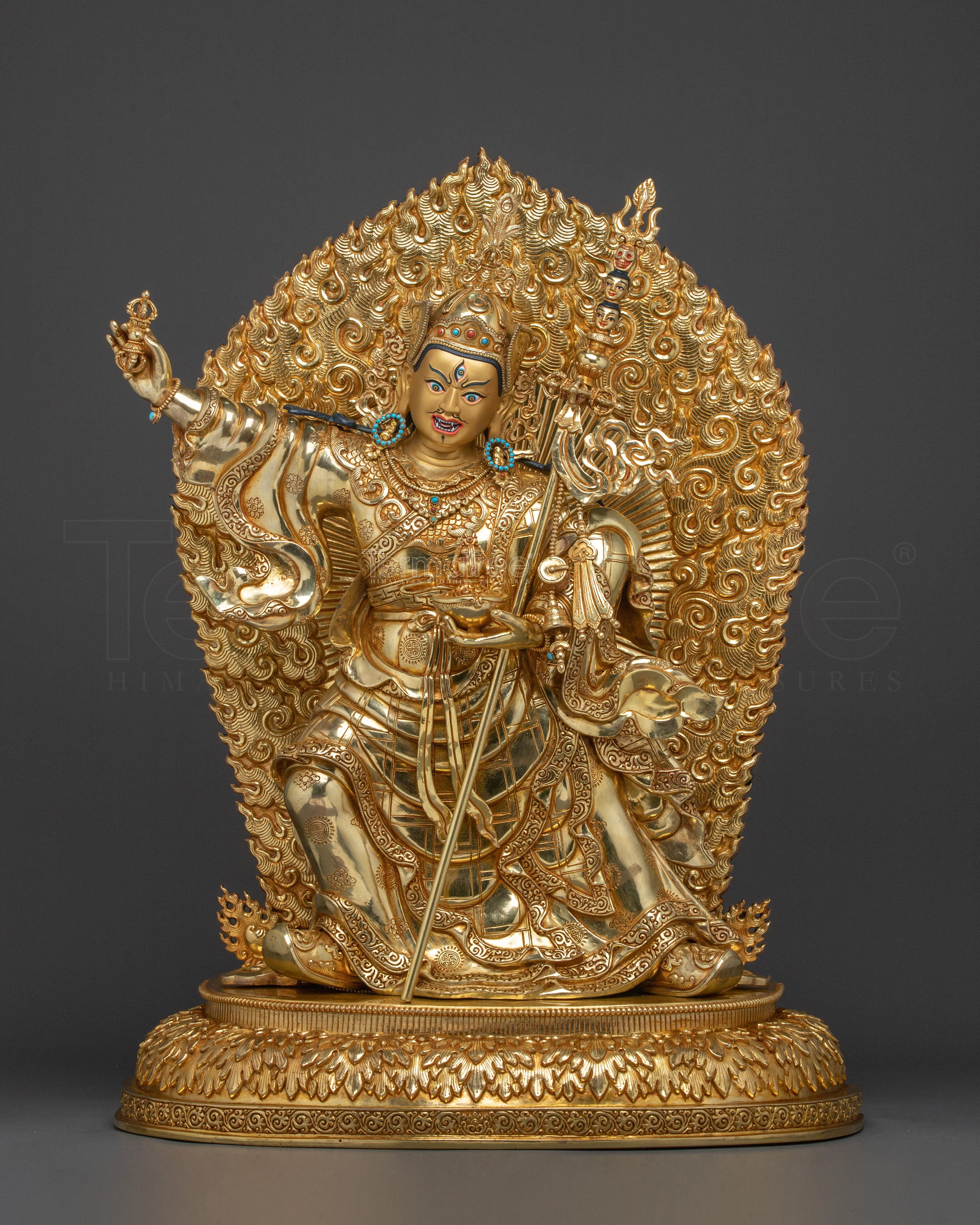 Standing Guru Rinpoche Sacred Sculpture | 24K Gold Gilded