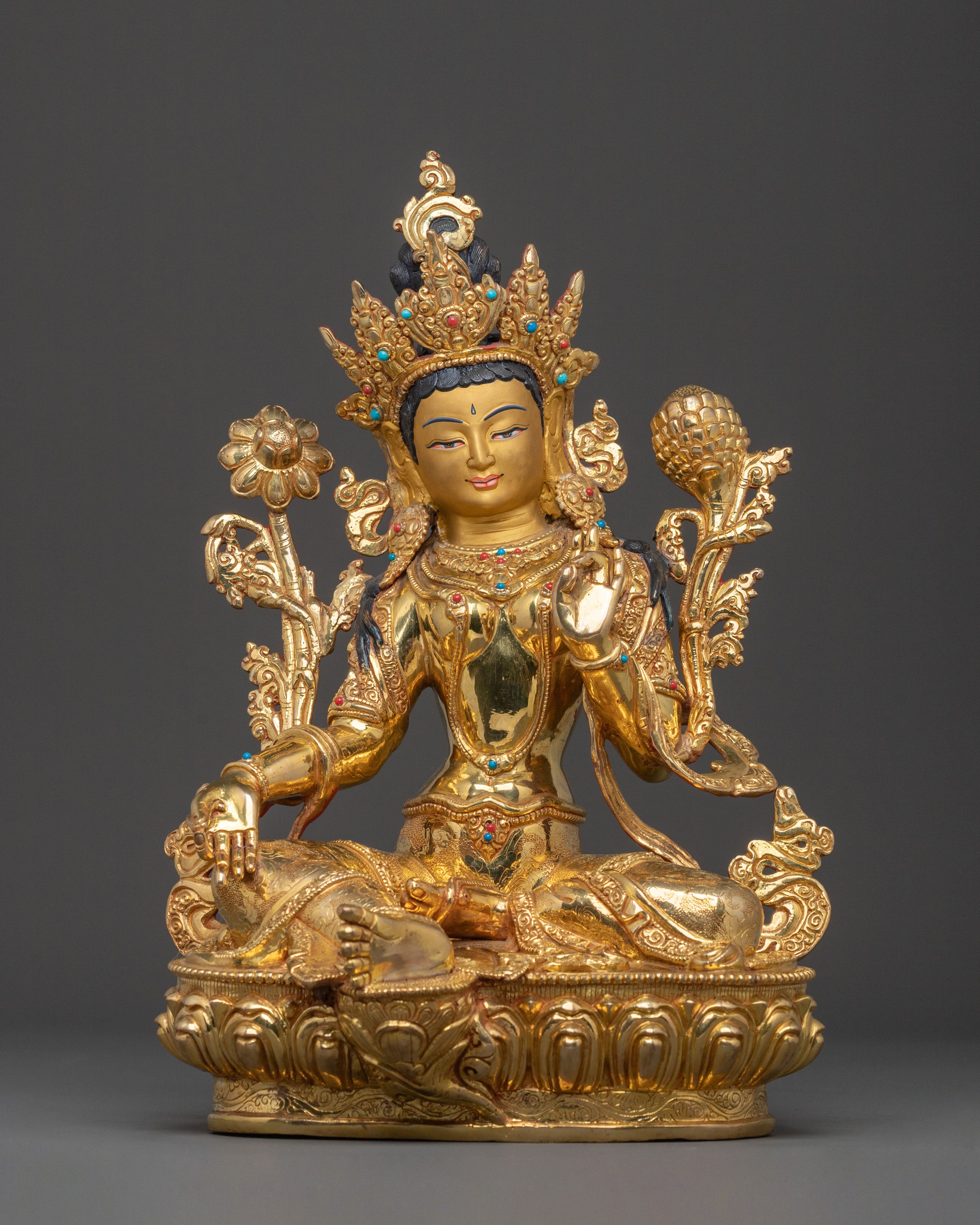Green Tara Handcrafted Traditional Statue | Buddhist Decor