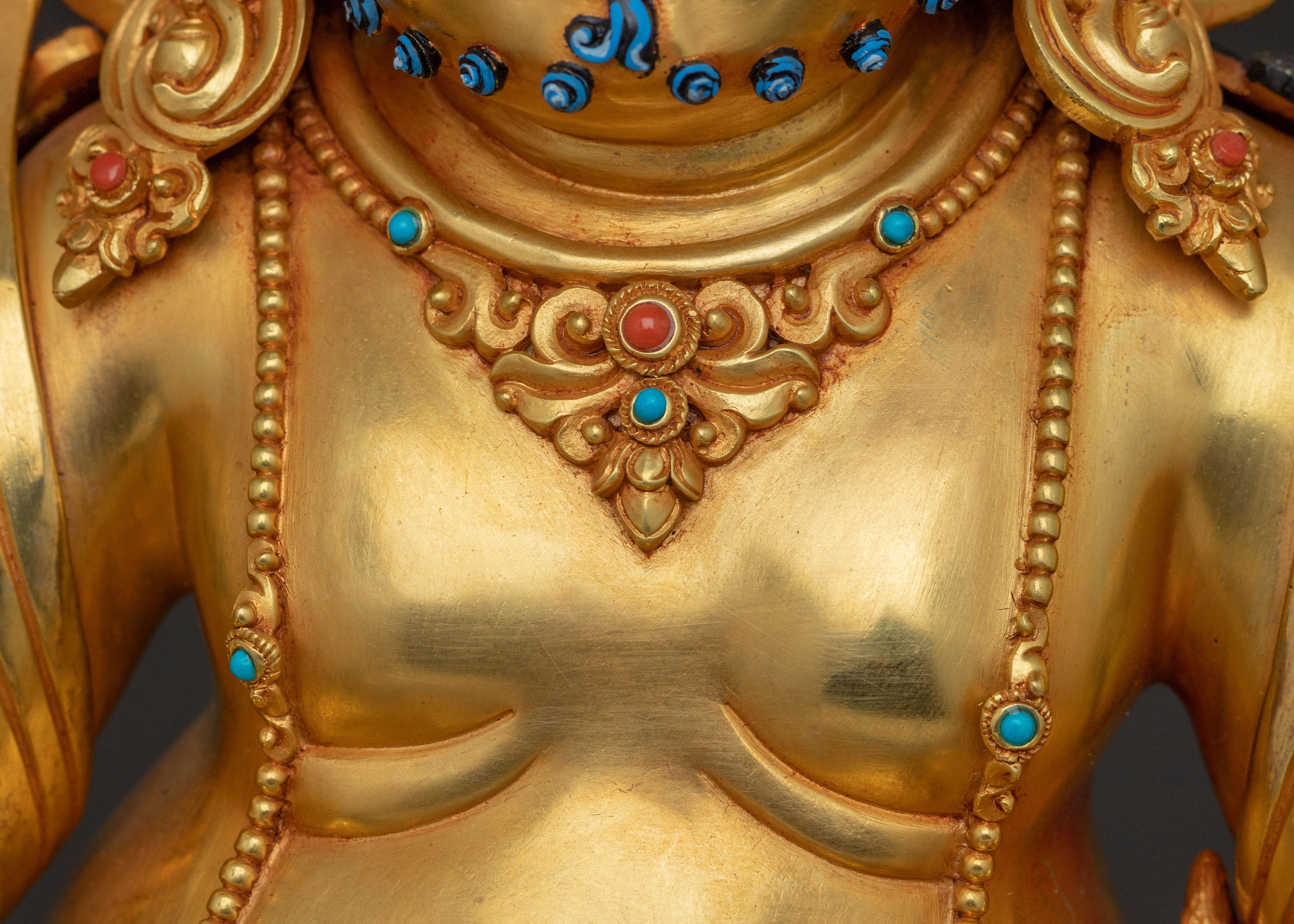Yellow Dzambhala Wealth Deity Traditional Statue