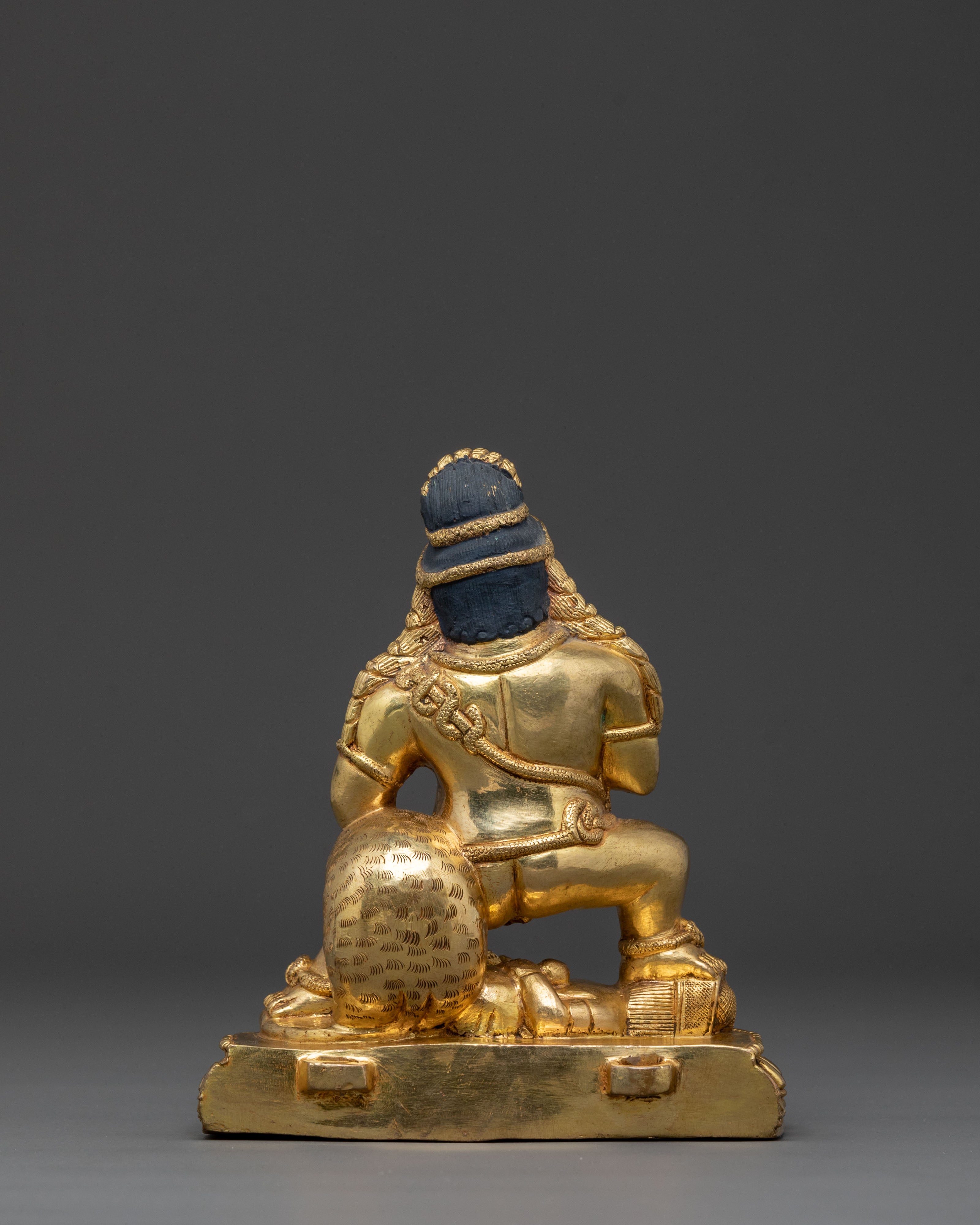 Black Dzambhala Statue: 24K Gold Gilded Guardian