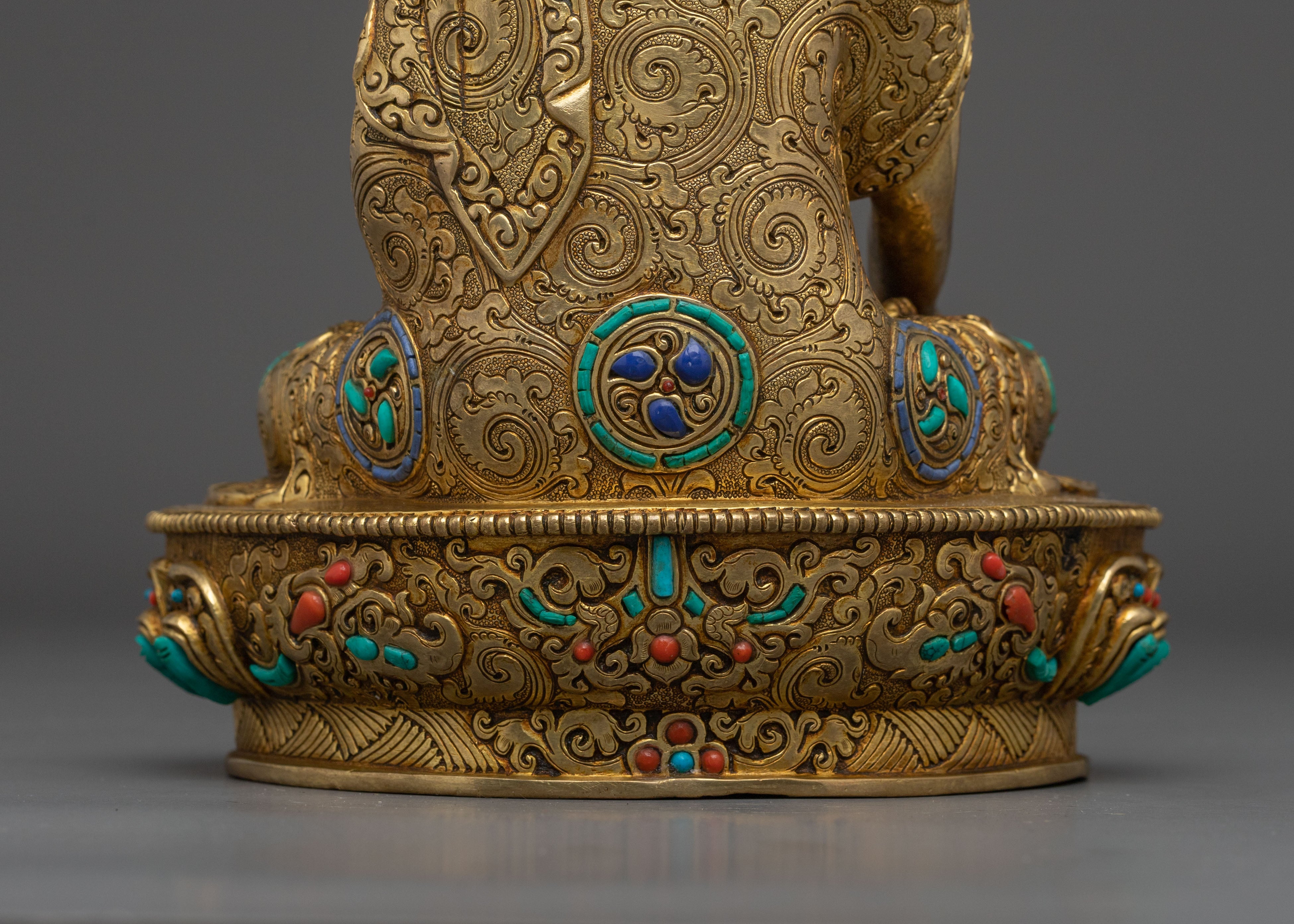 Traditional Himalayan Ratnasambhava Sculpture: 24K Gold Gilded