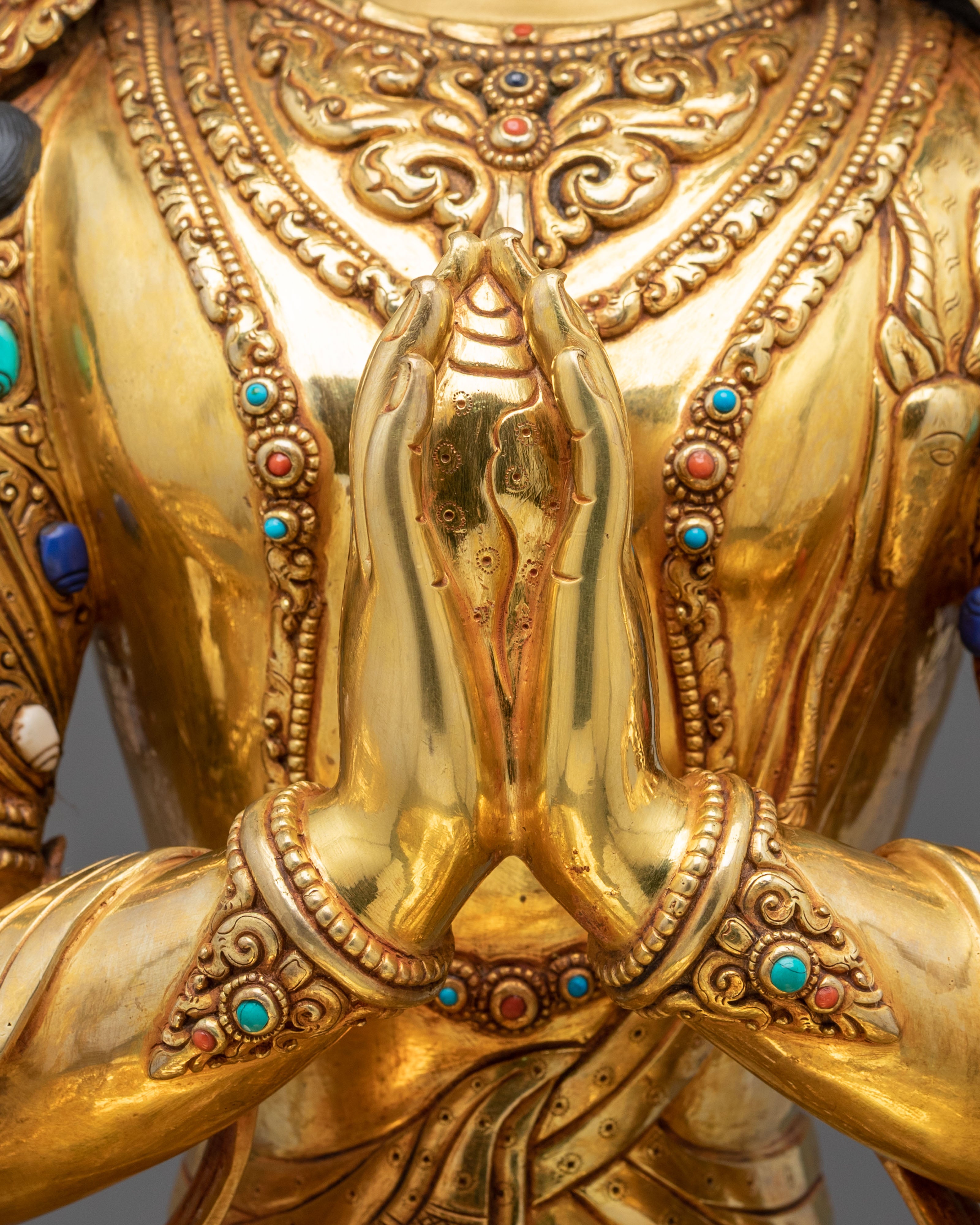 Chenrezig Sculpture | Hand-Carved 24K Gold Gilded Figurine