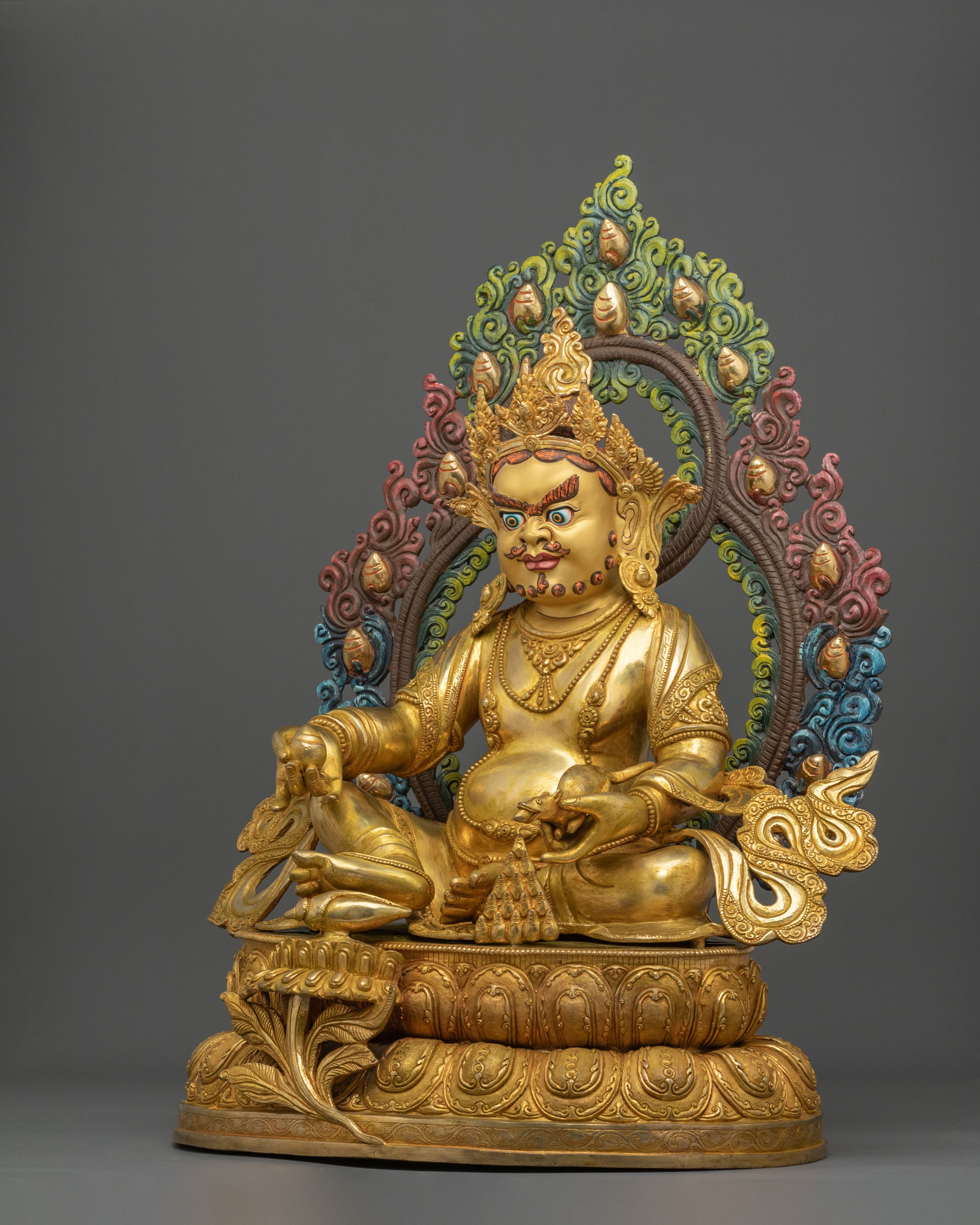 Dzambhala Golden Statue | Copper Figurine of Wealth Deity