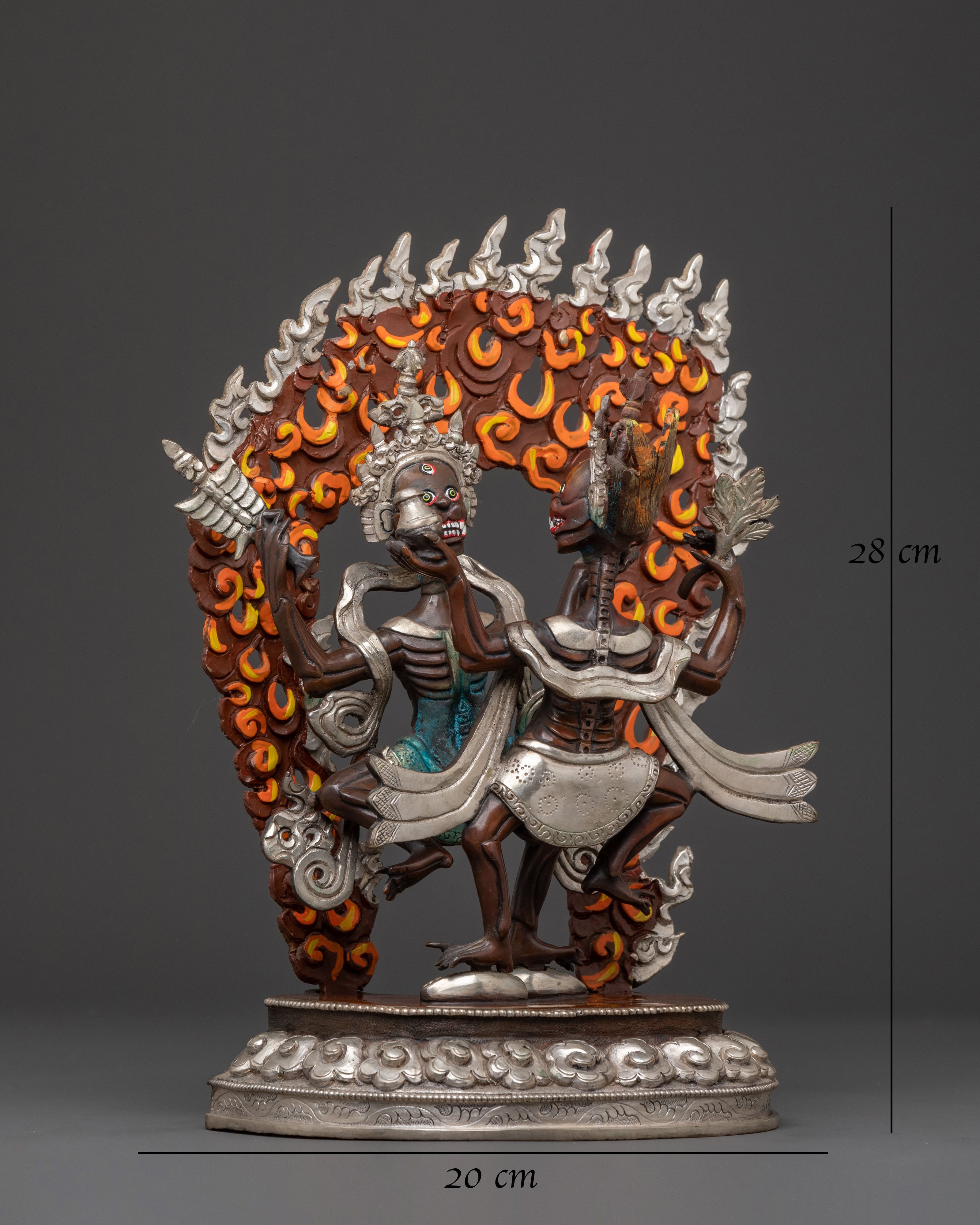 Chitipati Blessing Statue: Oxidized Copper & Silver Accents